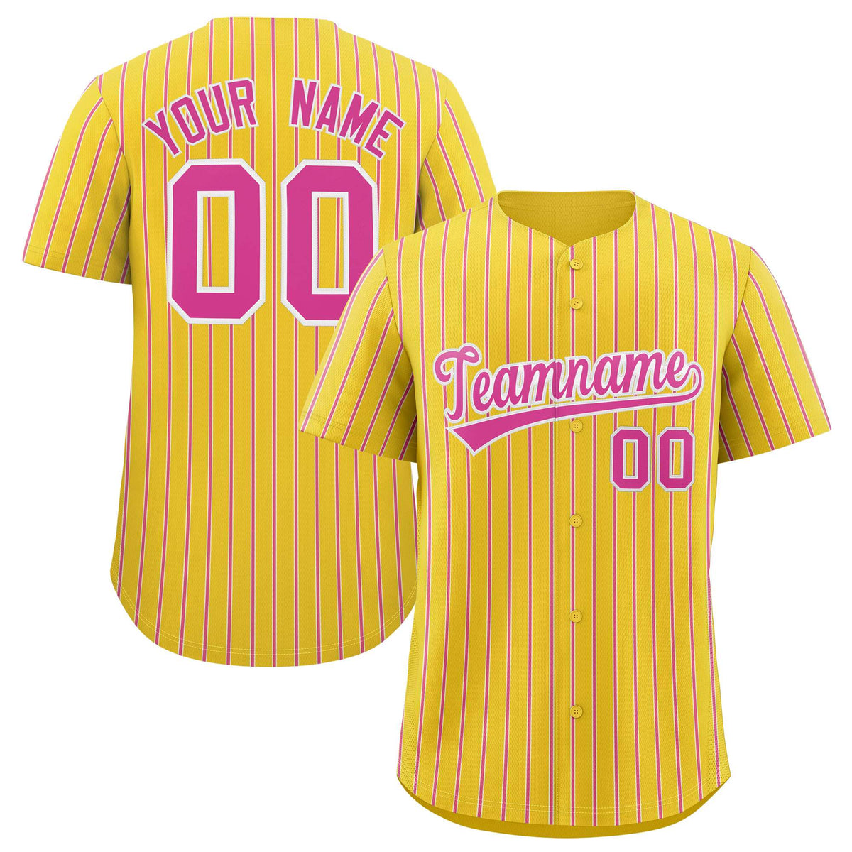 Custom Gold White Tricolor Stripe Fashion Authentic Baseball Jersey