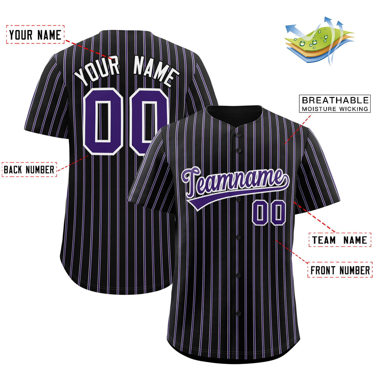 Custom Black White Tricolor Stripe Fashion Authentic Baseball Jersey