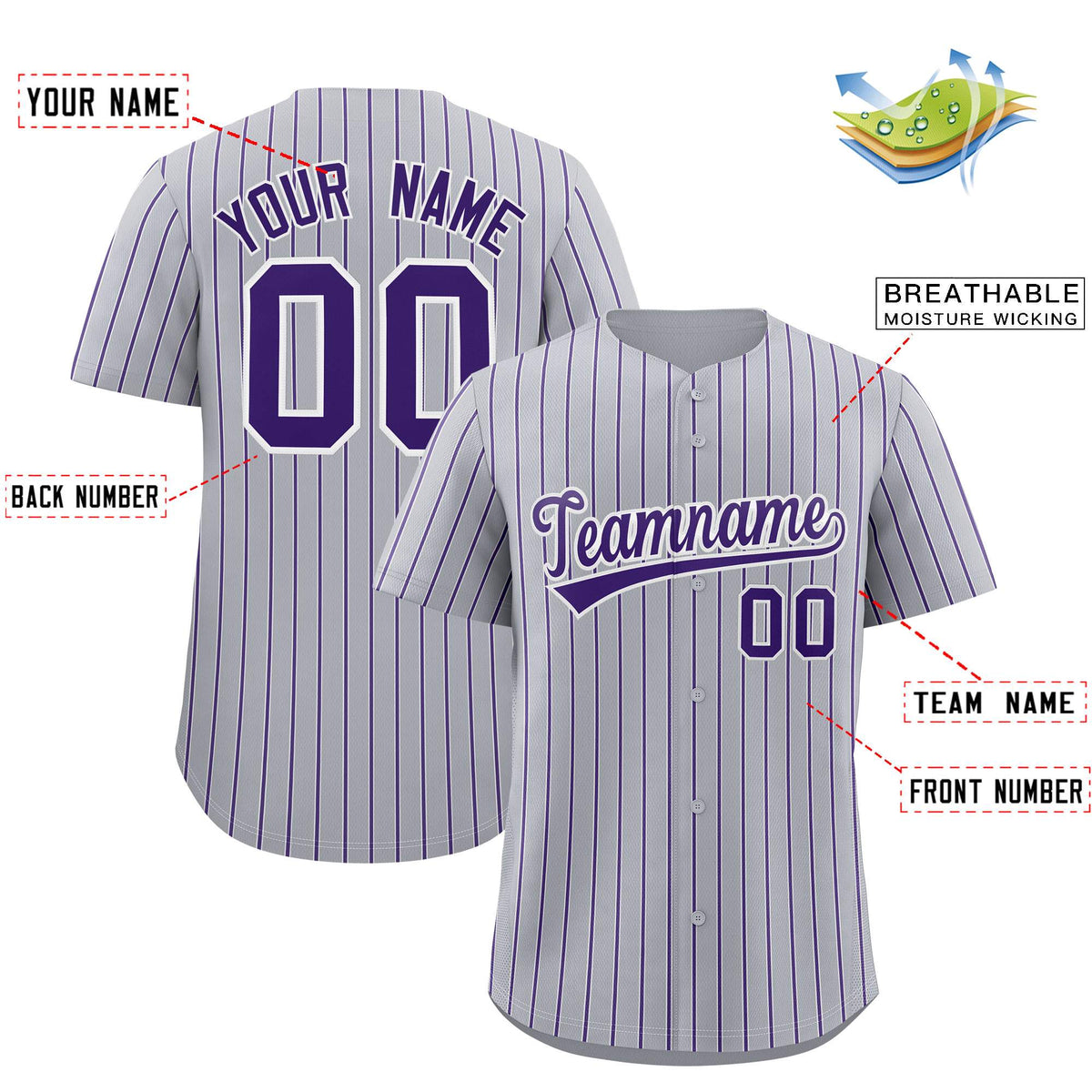 Custom Gray White Tricolor Stripe Fashion Authentic Baseball Jersey