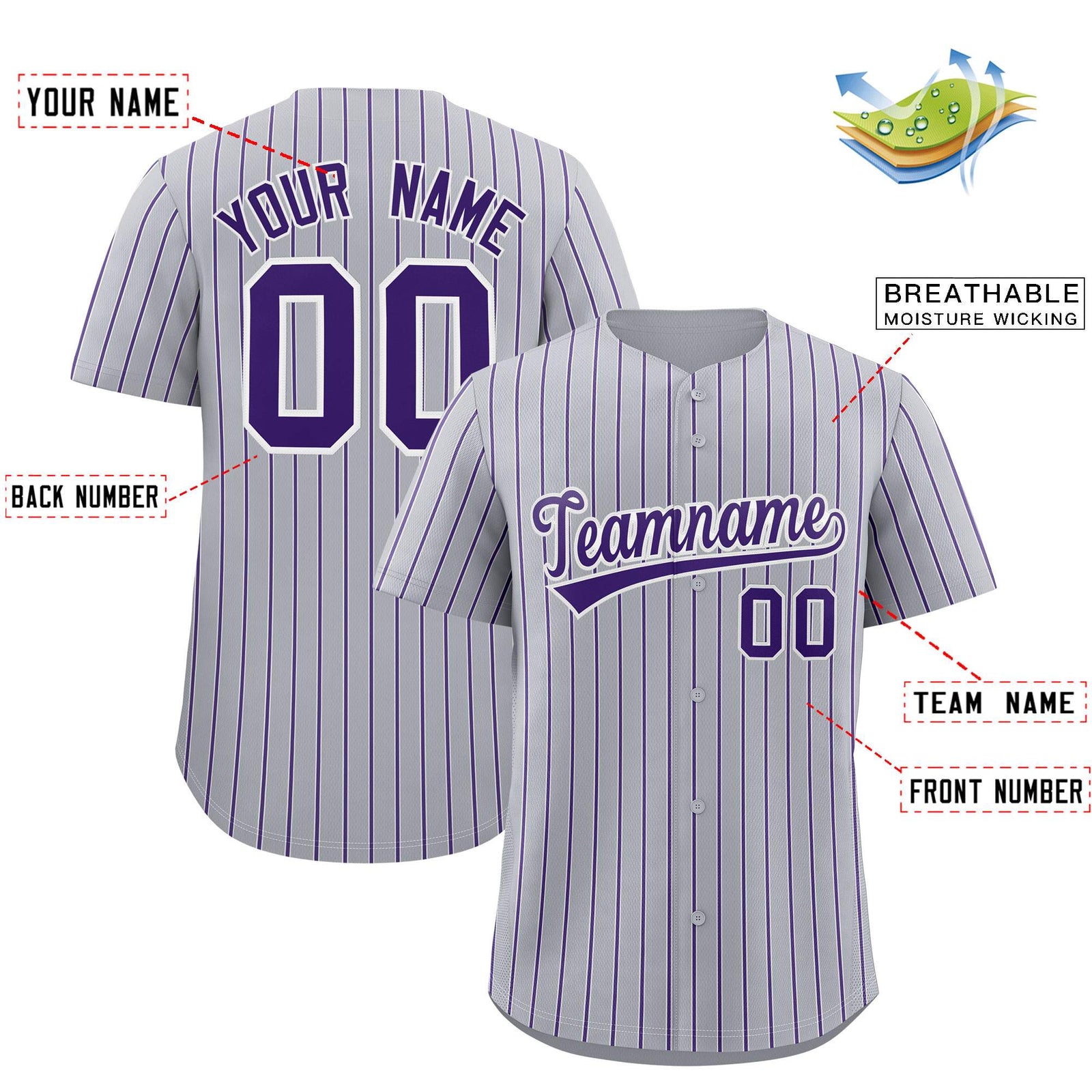 Custom Gray White Tricolor Stripe Fashion Authentic Baseball Jersey