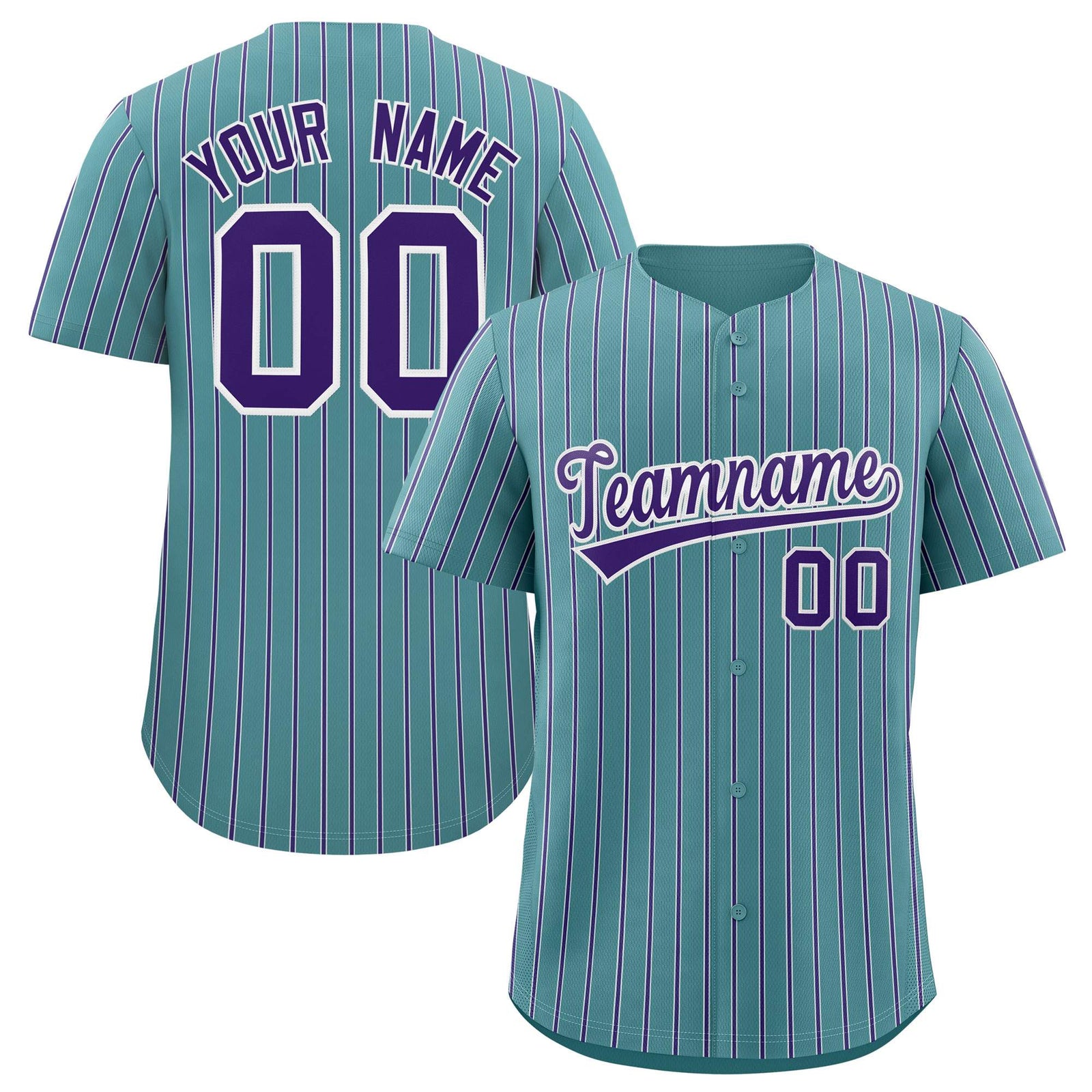 Custom Aqua White Tricolor Stripe Fashion Authentic Baseball Jersey