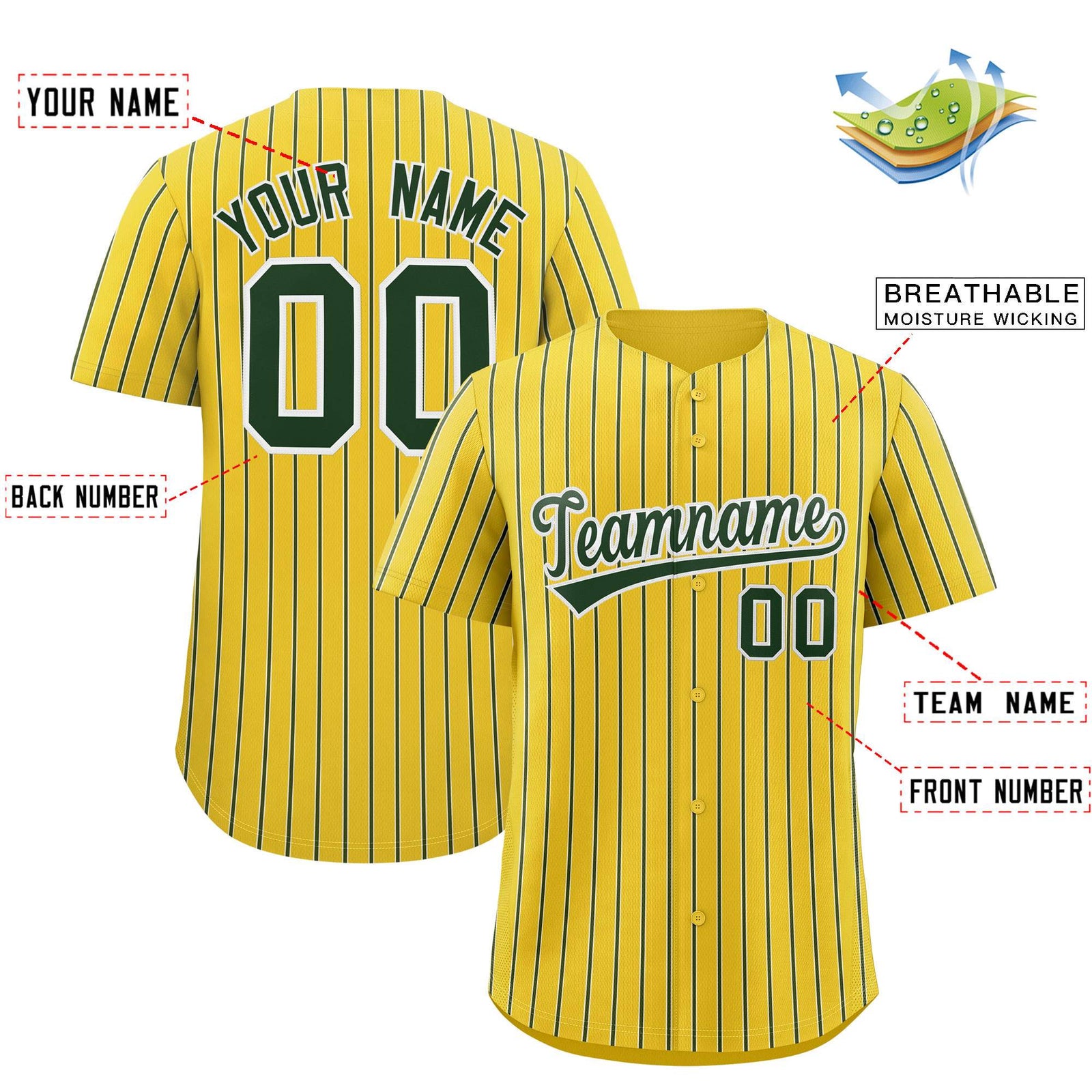 Custom Gold White Tricolor Stripe Fashion Authentic Baseball Jersey