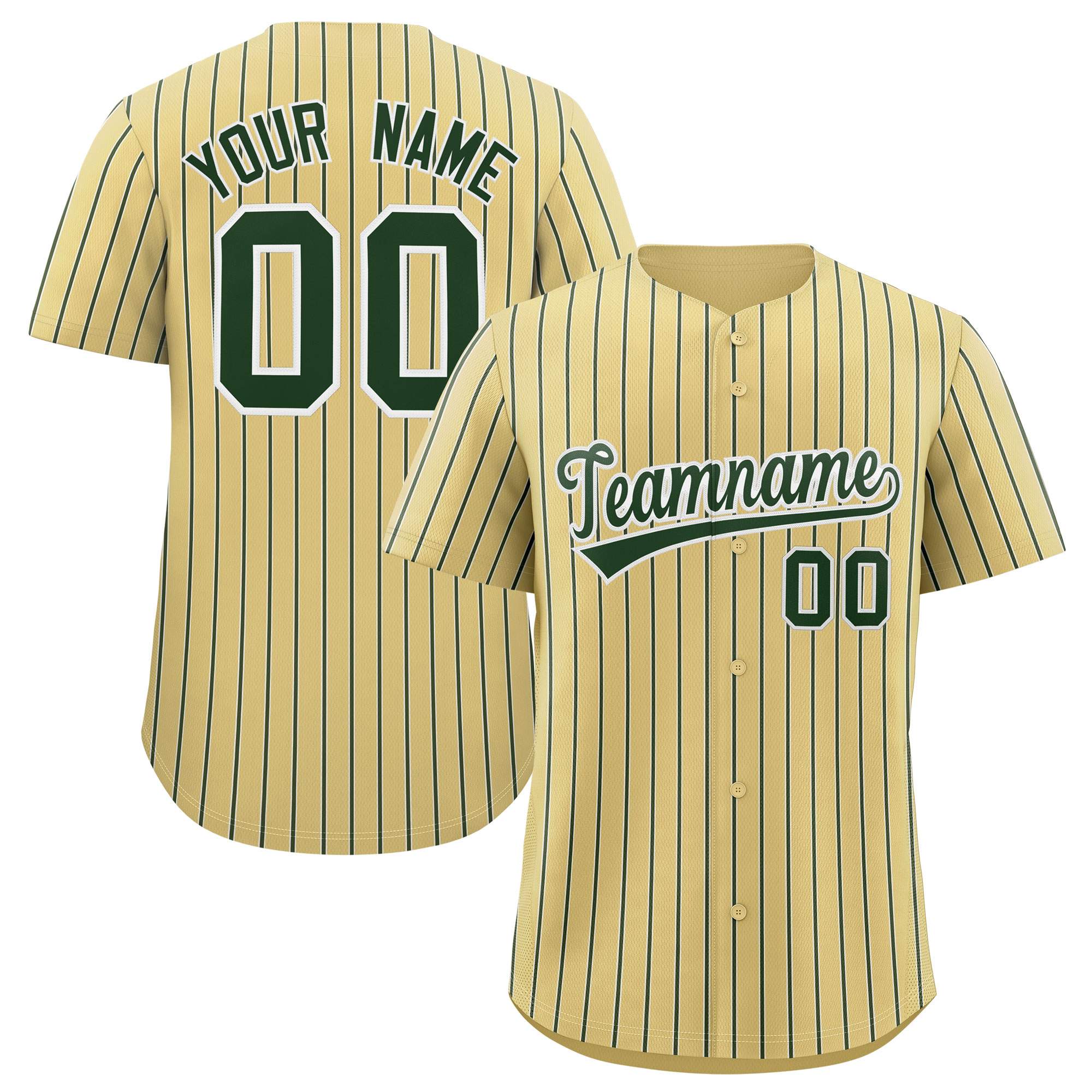 Custom Khaki White Tricolor Stripe Fashion Authentic Baseball Jersey