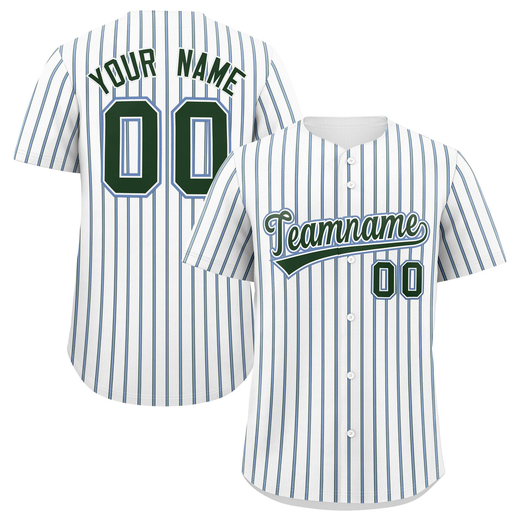 Custom White Light Blue Tricolor Stripe Fashion Authentic Baseball Jersey