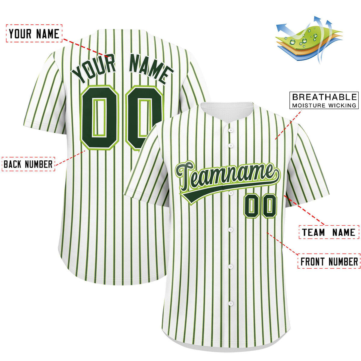 Custom White Neon Green Tricolor Stripe Fashion Authentic Baseball Jersey