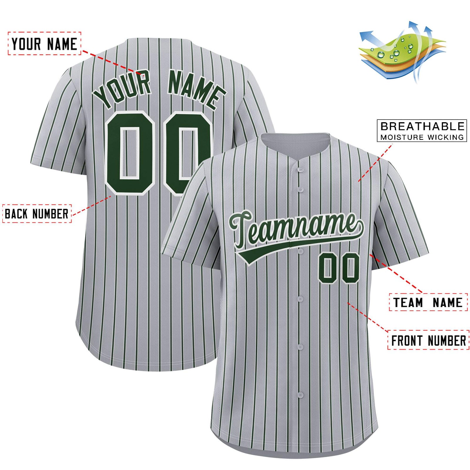Custom Gray White Tricolor Stripe Fashion Authentic Baseball Jersey