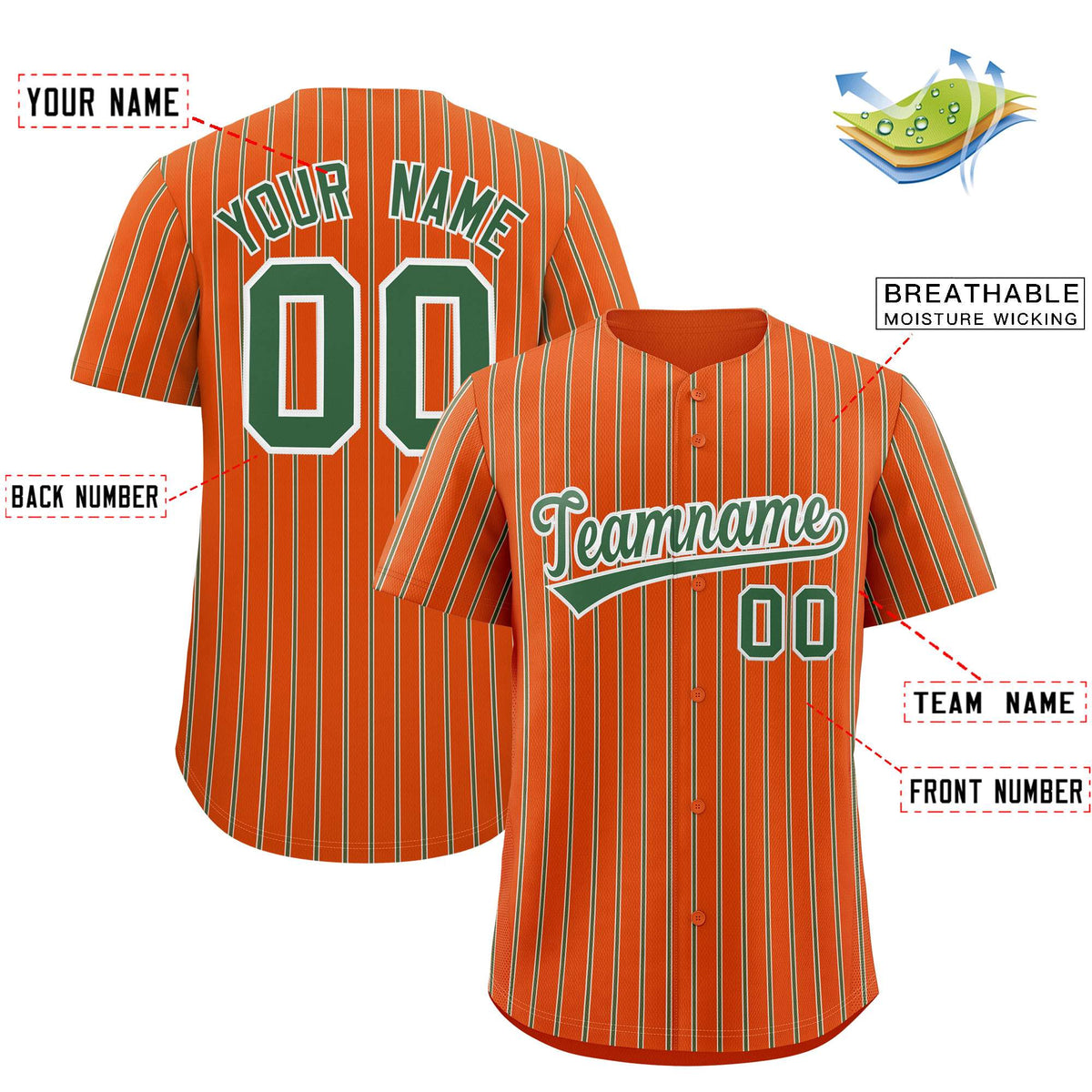 Custom Orange White Tricolor Stripe Fashion Authentic Baseball Jersey