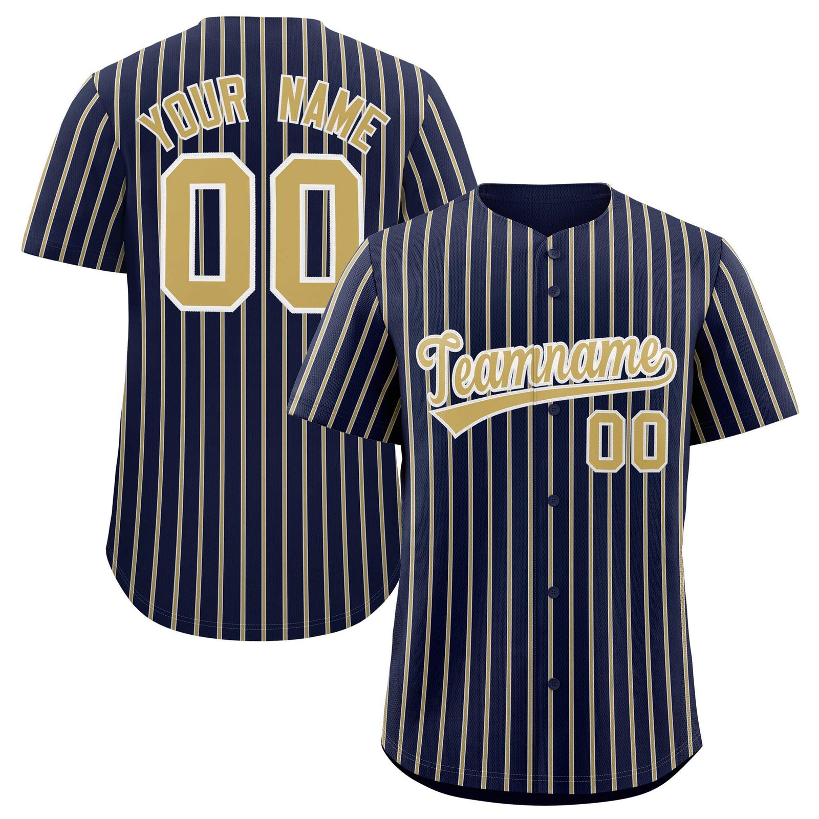 Custom Navy White Tricolor Stripe Fashion Authentic Baseball Jersey