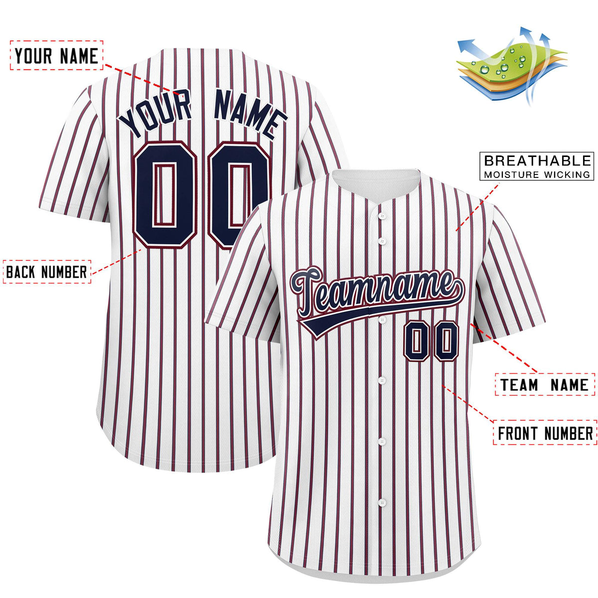 Custom White Navy Tricolor Stripe Fashion Authentic Baseball Jersey
