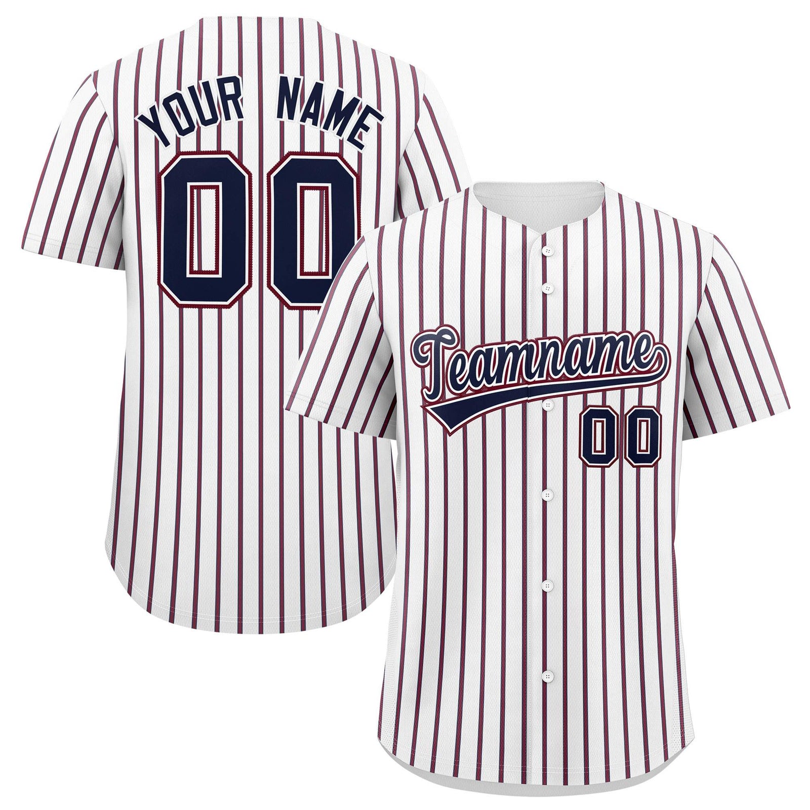 Custom White Navy Tricolor Stripe Fashion Authentic Baseball Jersey
