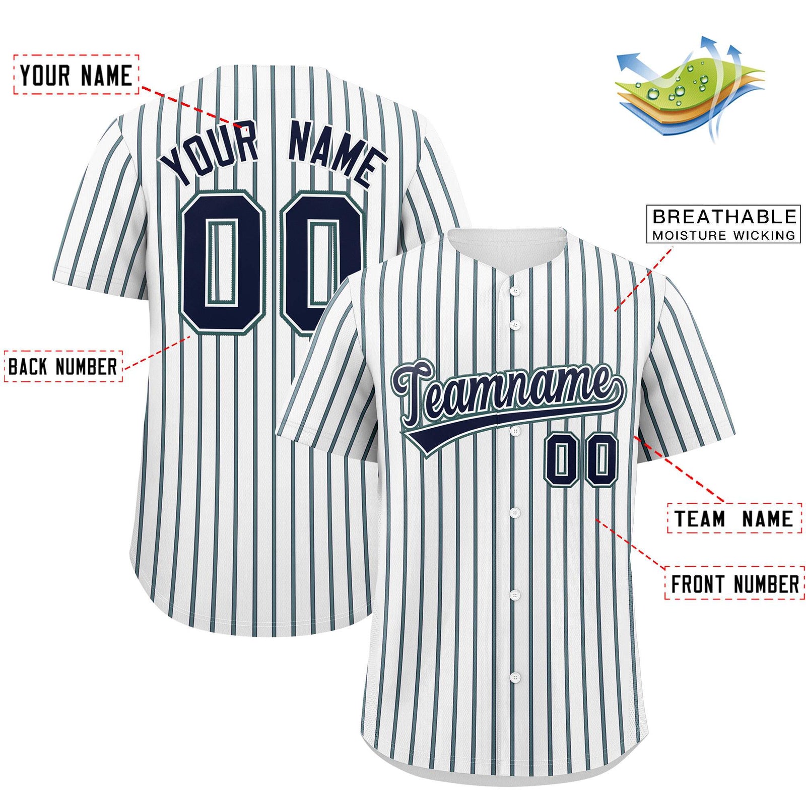 Custom White Navy Tricolor Stripe Fashion Authentic Baseball Jersey