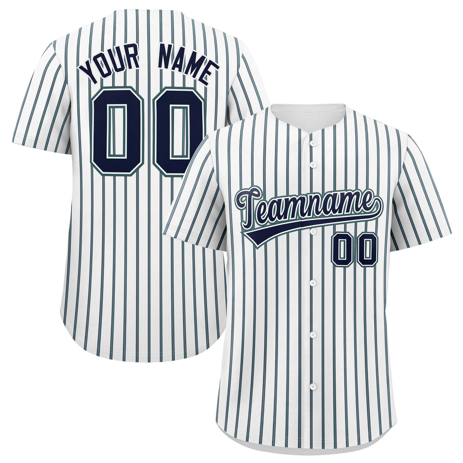 Custom White Navy Tricolor Stripe Fashion Authentic Baseball Jersey