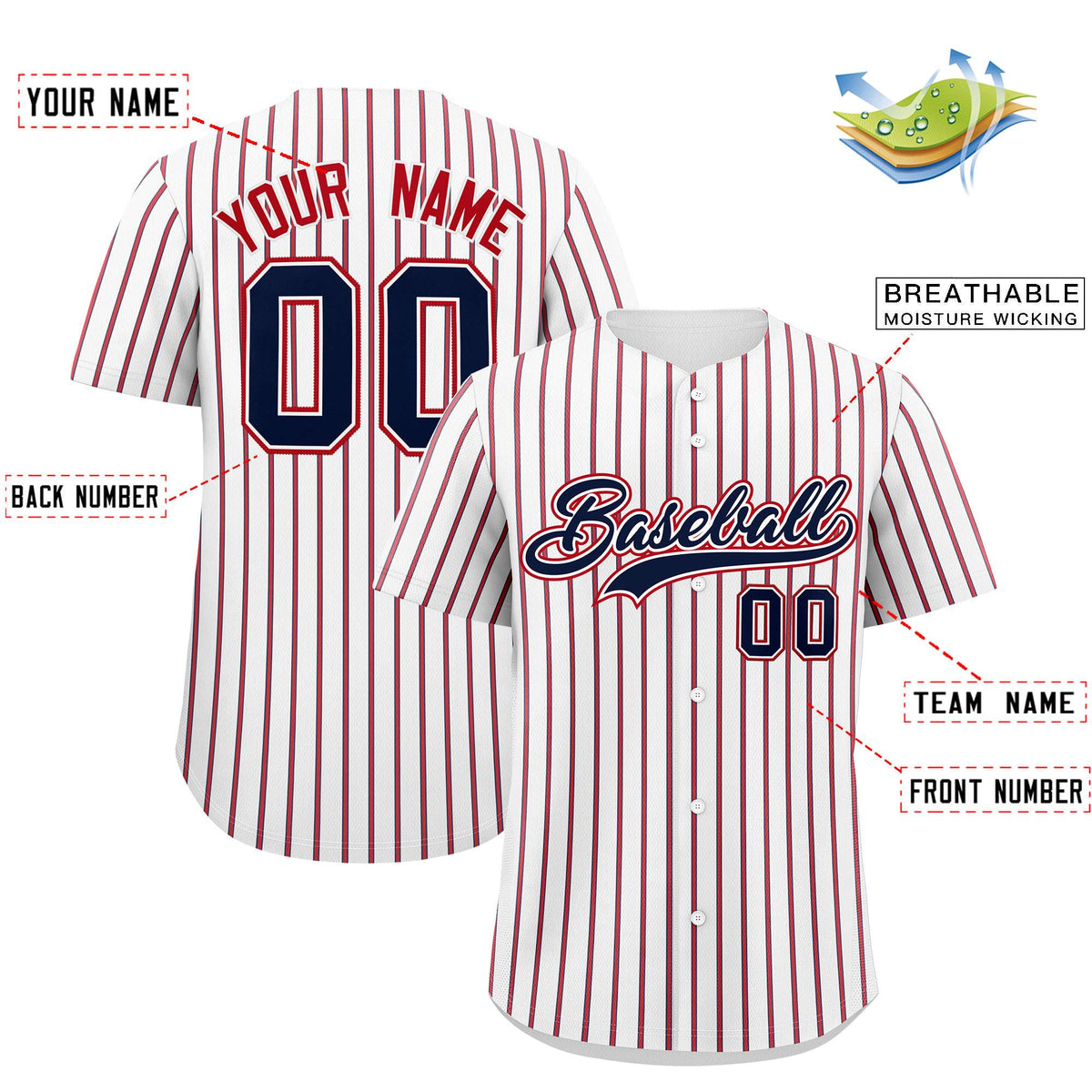Custom White Navy Tricolor Stripe Fashion Authentic Baseball Jersey