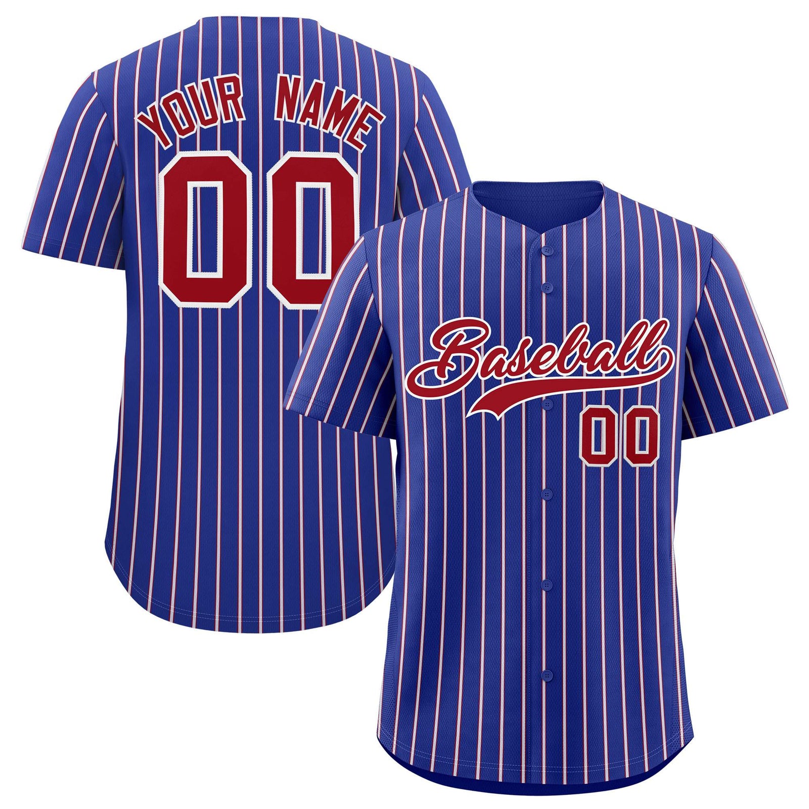 Custom Royal White Tricolor Stripe Fashion Authentic Baseball Jersey