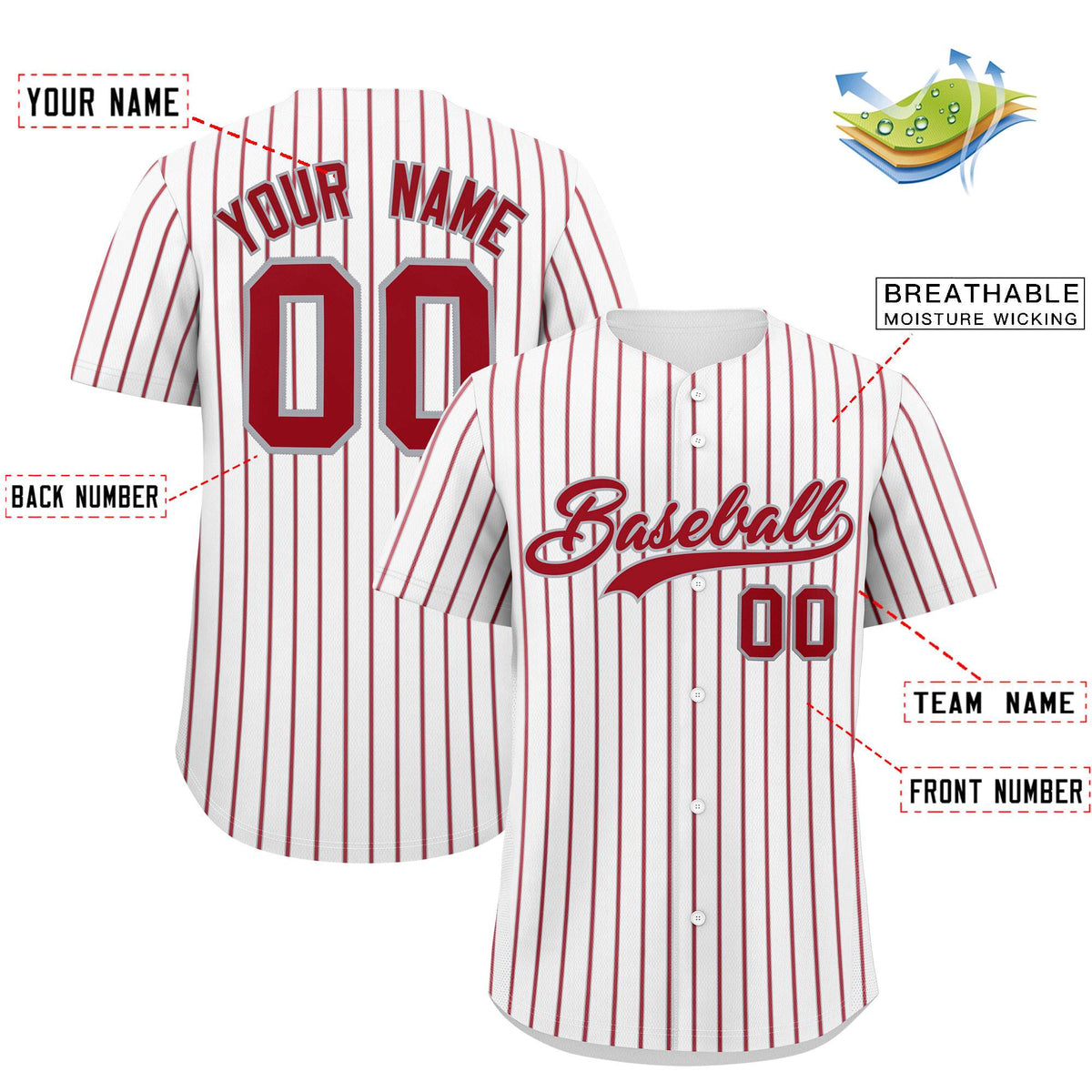 Custom White Gray Tricolor Stripe Fashion Authentic Baseball Jersey