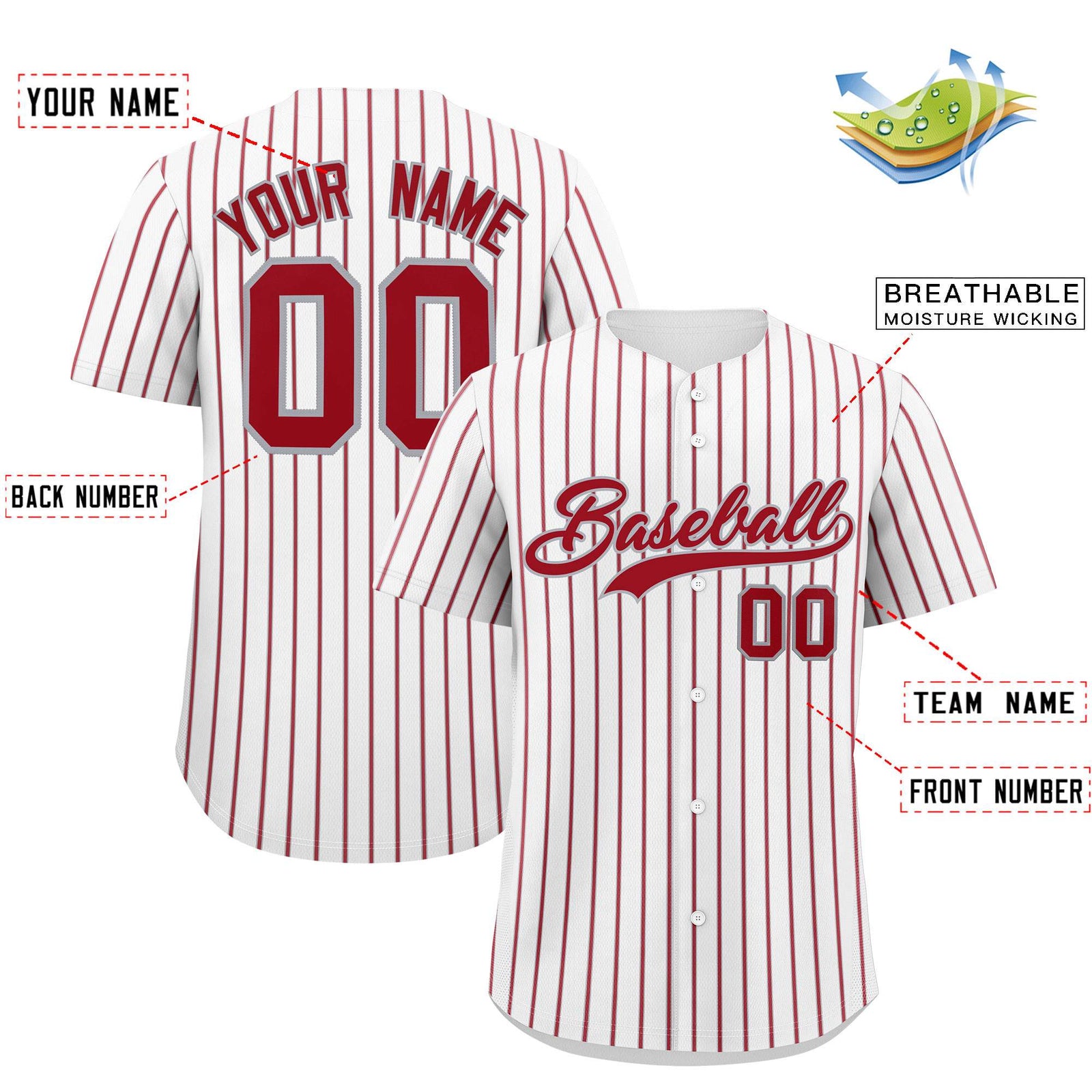 Custom White Gray Tricolor Stripe Fashion Authentic Baseball Jersey