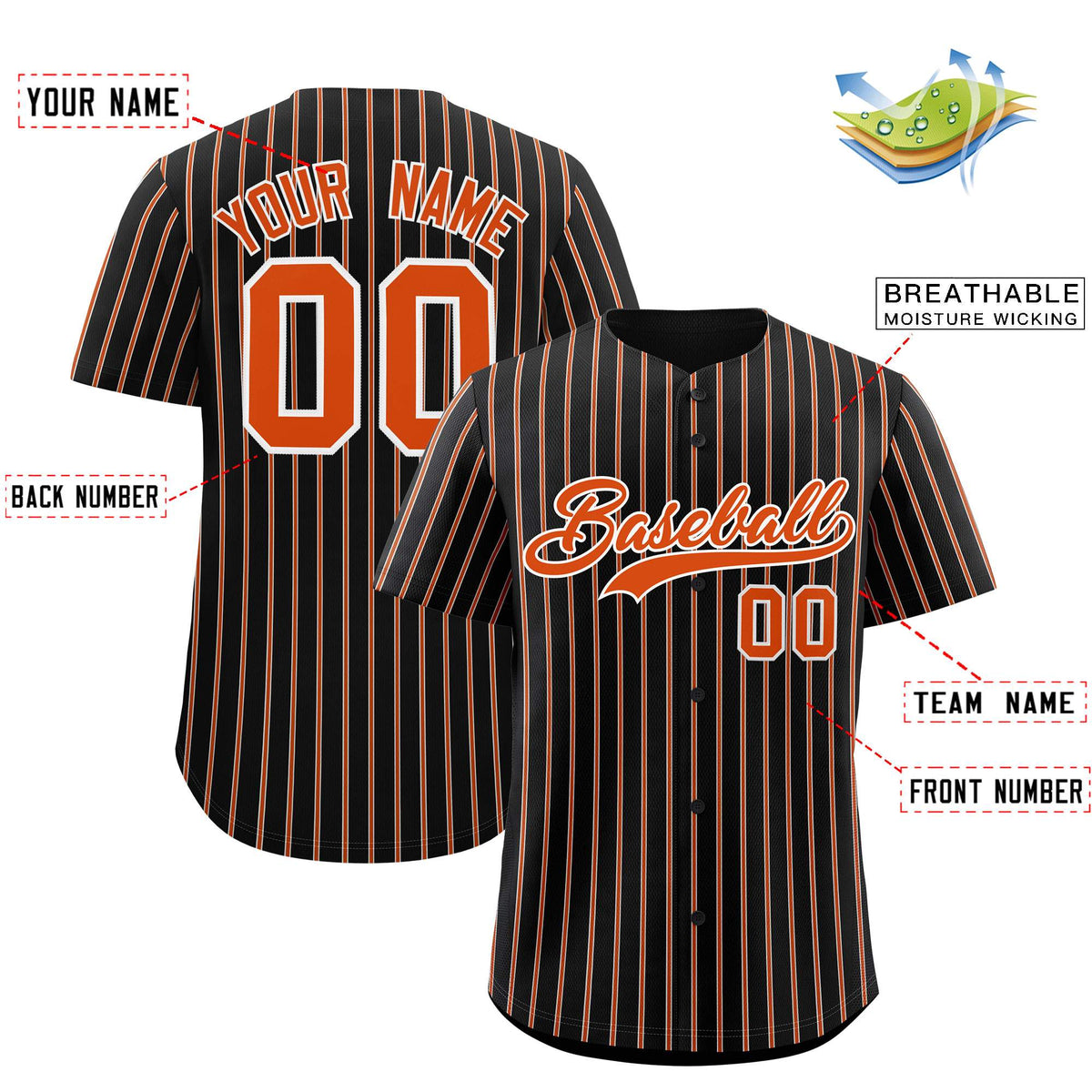 Custom Black White Tricolor Stripe Fashion Authentic Baseball Jersey