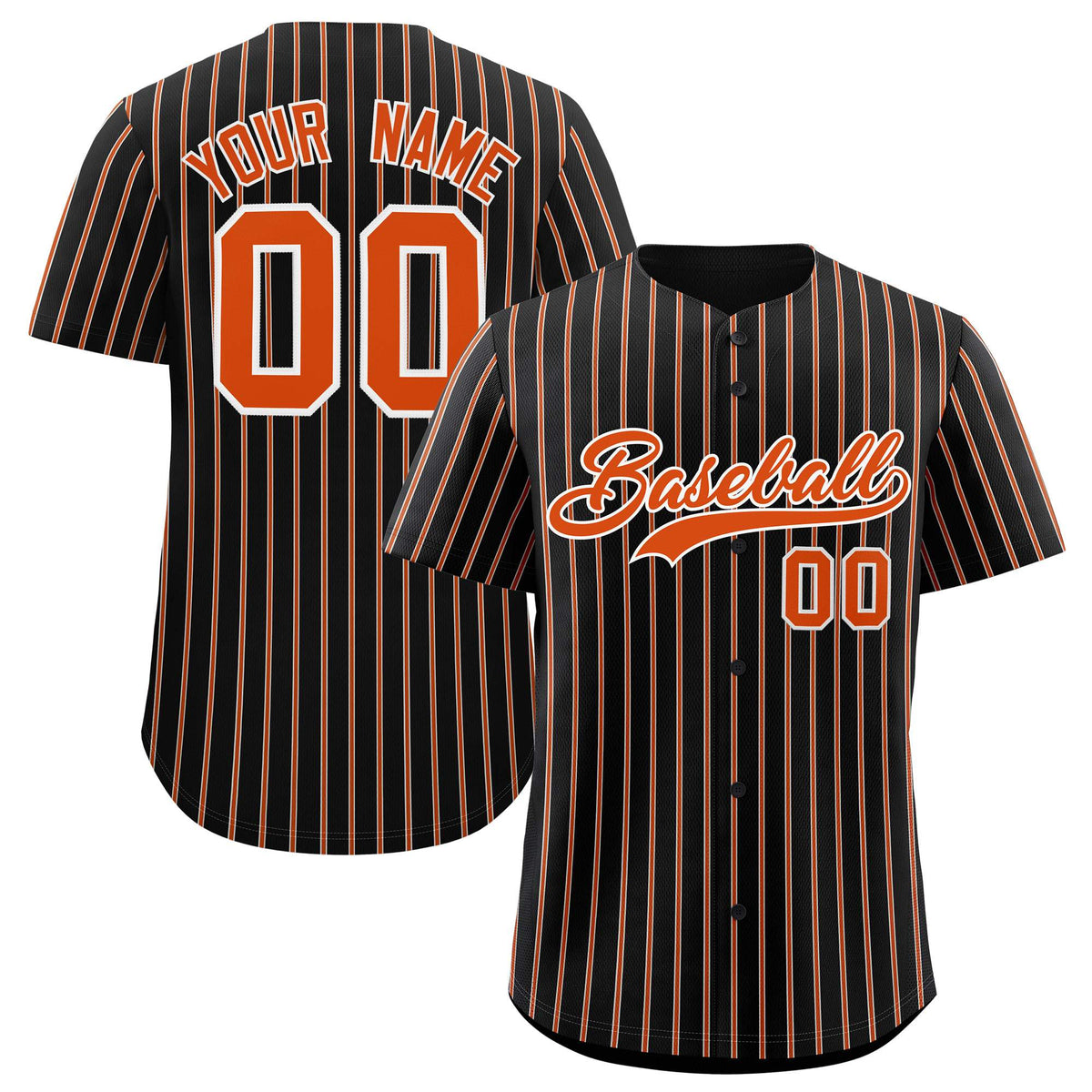 Custom Black White Tricolor Stripe Fashion Authentic Baseball Jersey