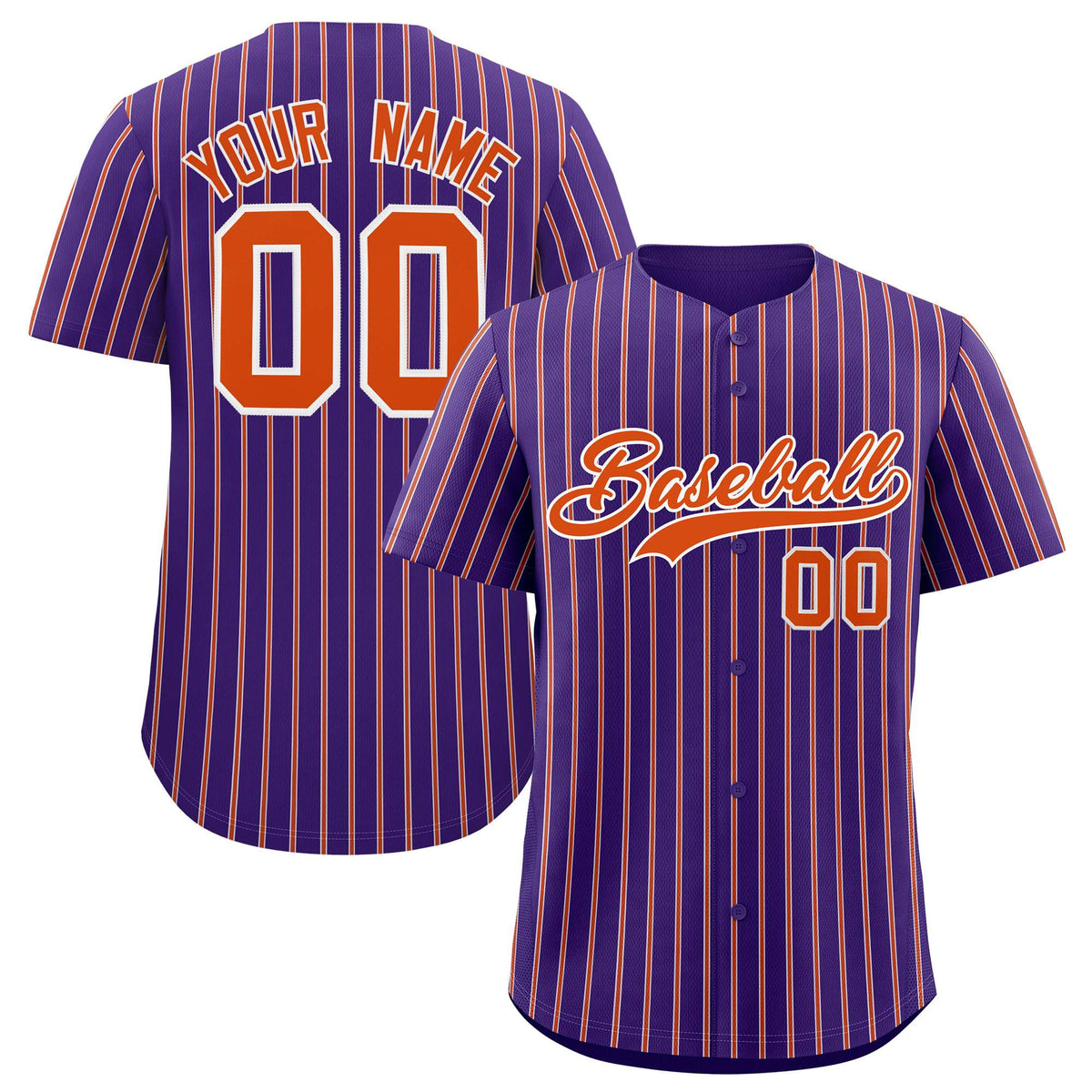 Custom Purple White Tricolor Stripe Fashion Authentic Baseball Jersey