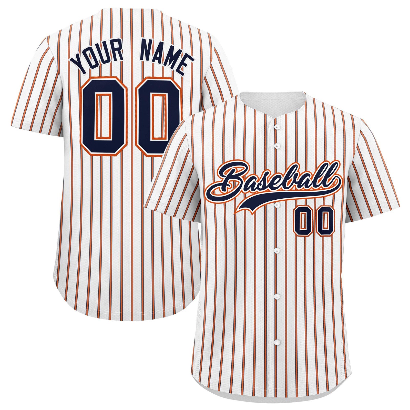 Custom White Navy Tricolor Stripe Fashion Authentic Baseball Jersey
