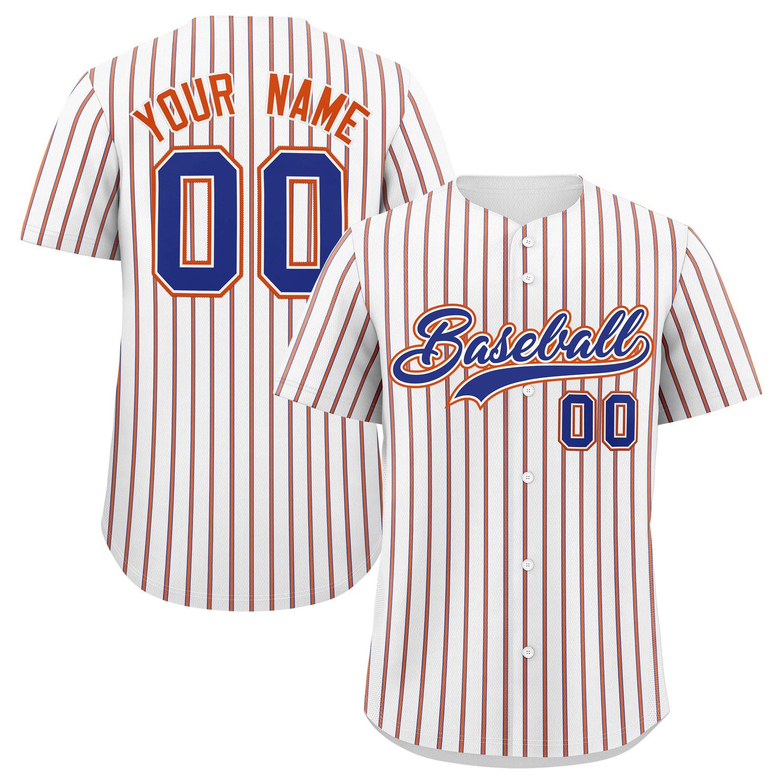 Custom White Royal Tricolor Stripe Fashion Authentic Baseball Jersey
