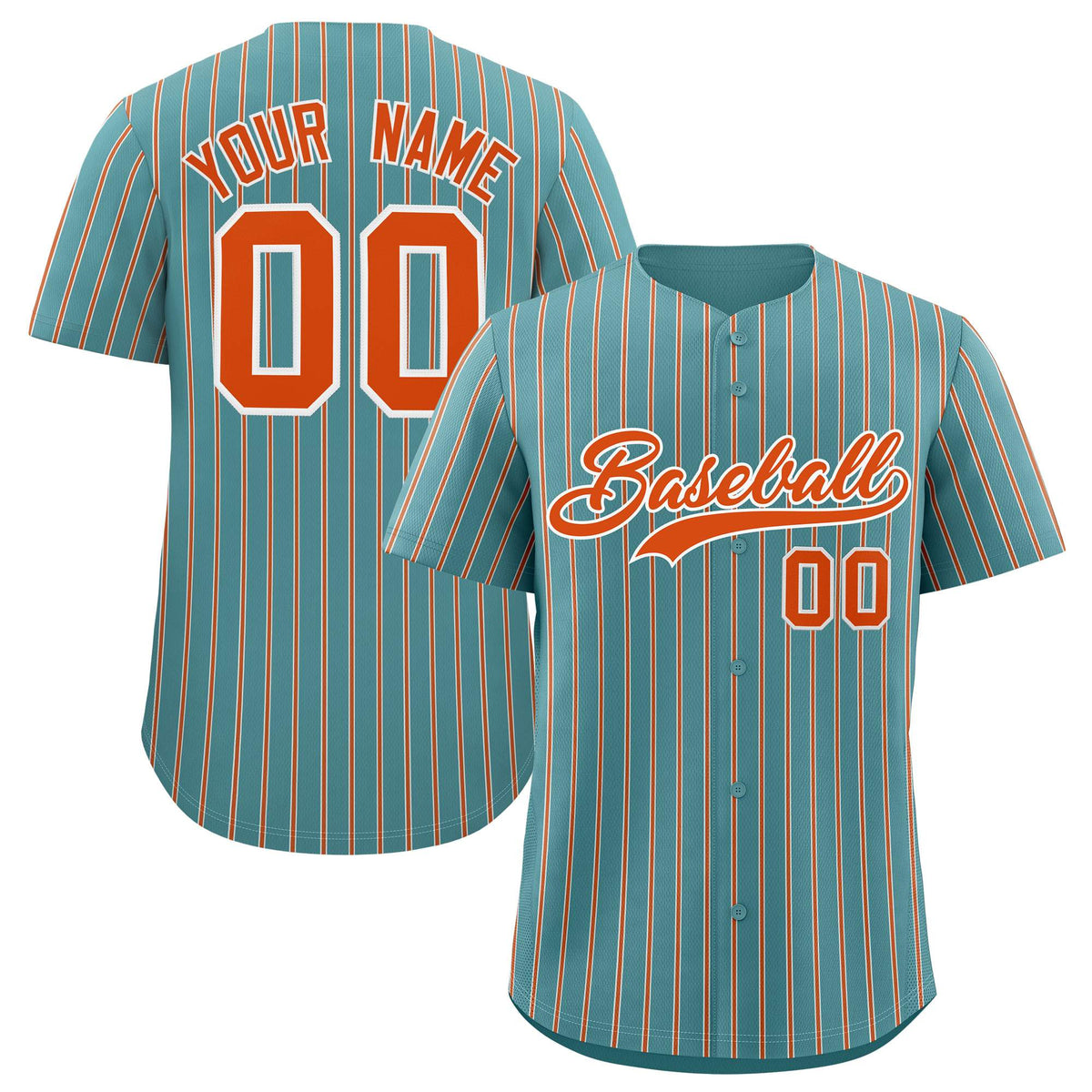 Custom Aqua White Tricolor Stripe Fashion Authentic Baseball Jersey