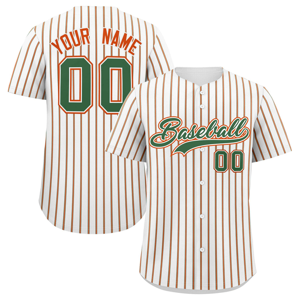 Custom White Kelly Green Tricolor Stripe Fashion Authentic Baseball Jersey