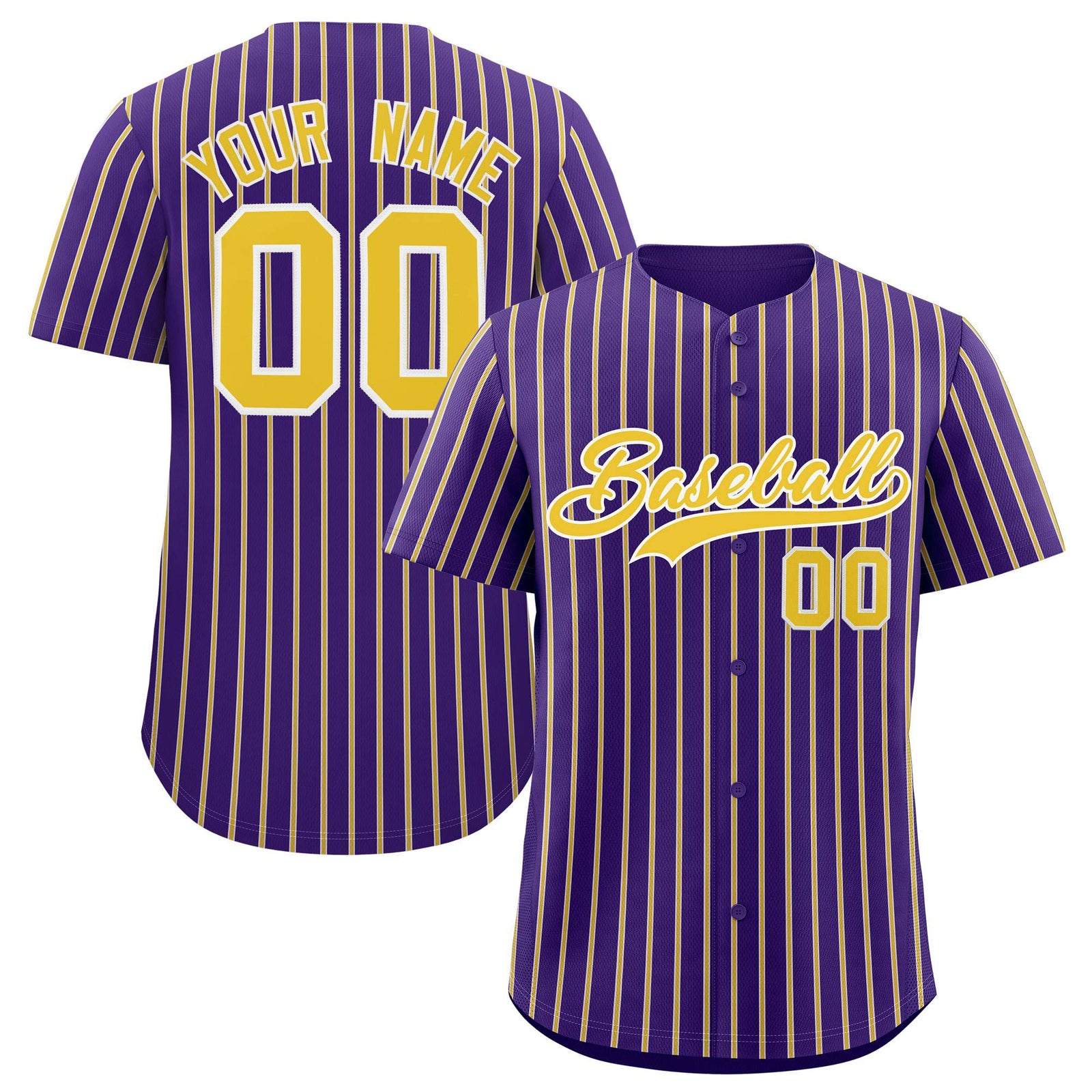 Custom Purple White Tricolor Stripe Fashion Authentic Baseball Jersey