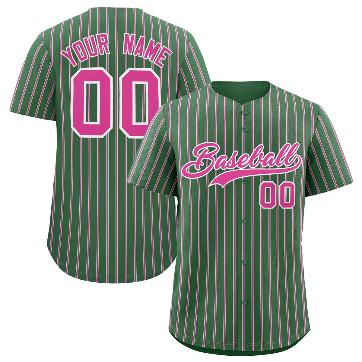 Custom Kelly Green White Tricolor Stripe Fashion Authentic Baseball Jersey