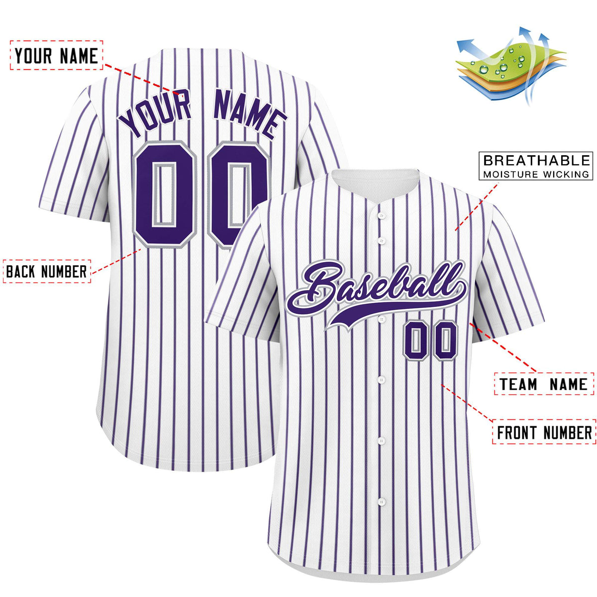 Custom White Gray Tricolor Stripe Fashion Authentic Baseball Jersey