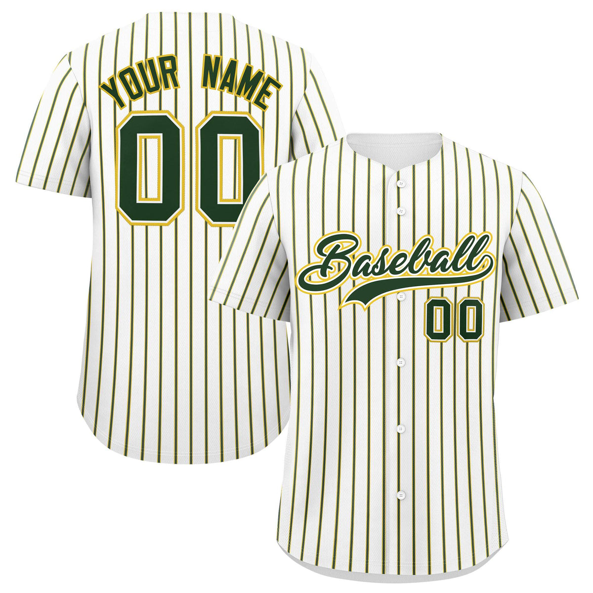 Custom White Gold Tricolor Stripe Fashion Authentic Baseball Jersey