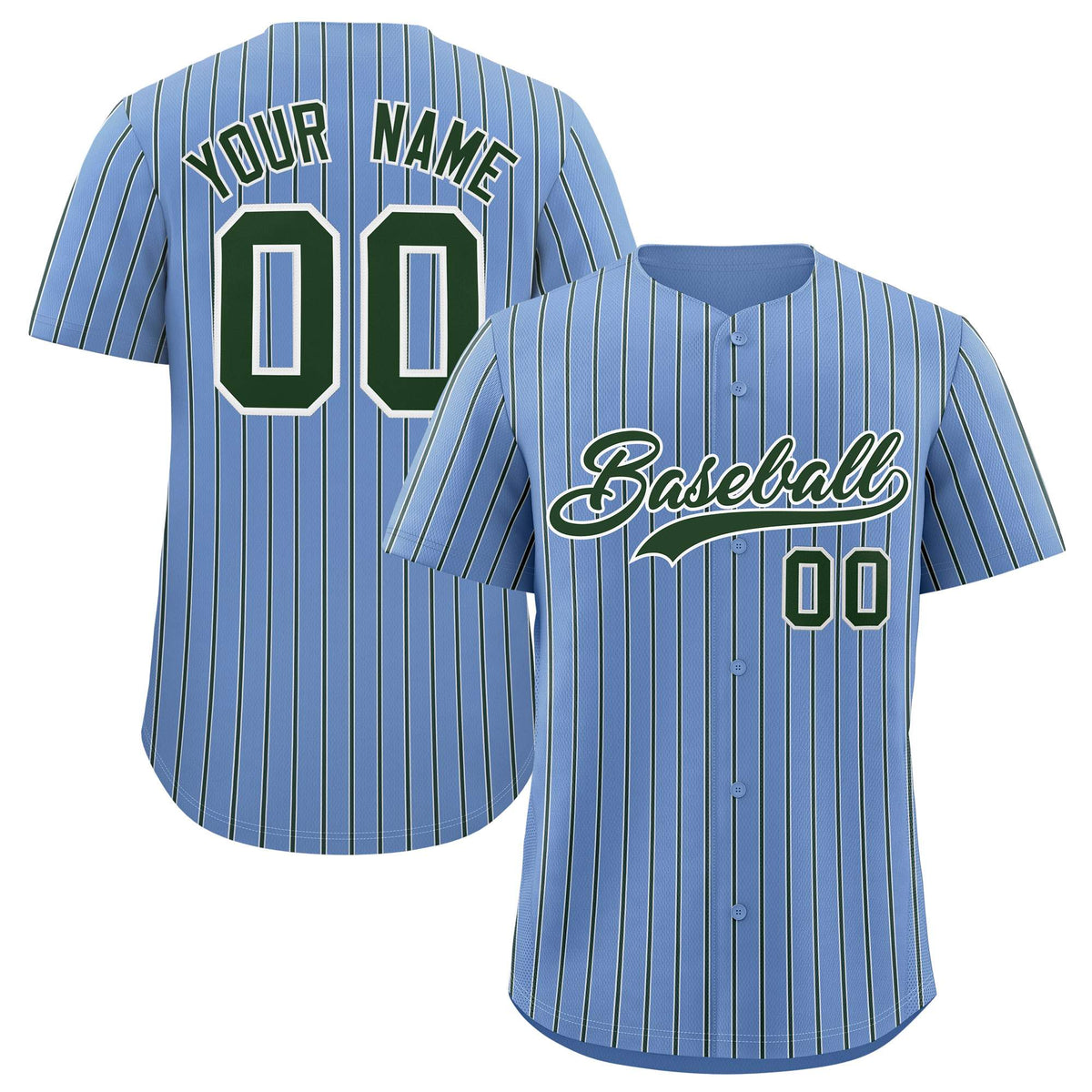 Custom Light Blue White Tricolor Stripe Fashion Authentic Baseball Jersey