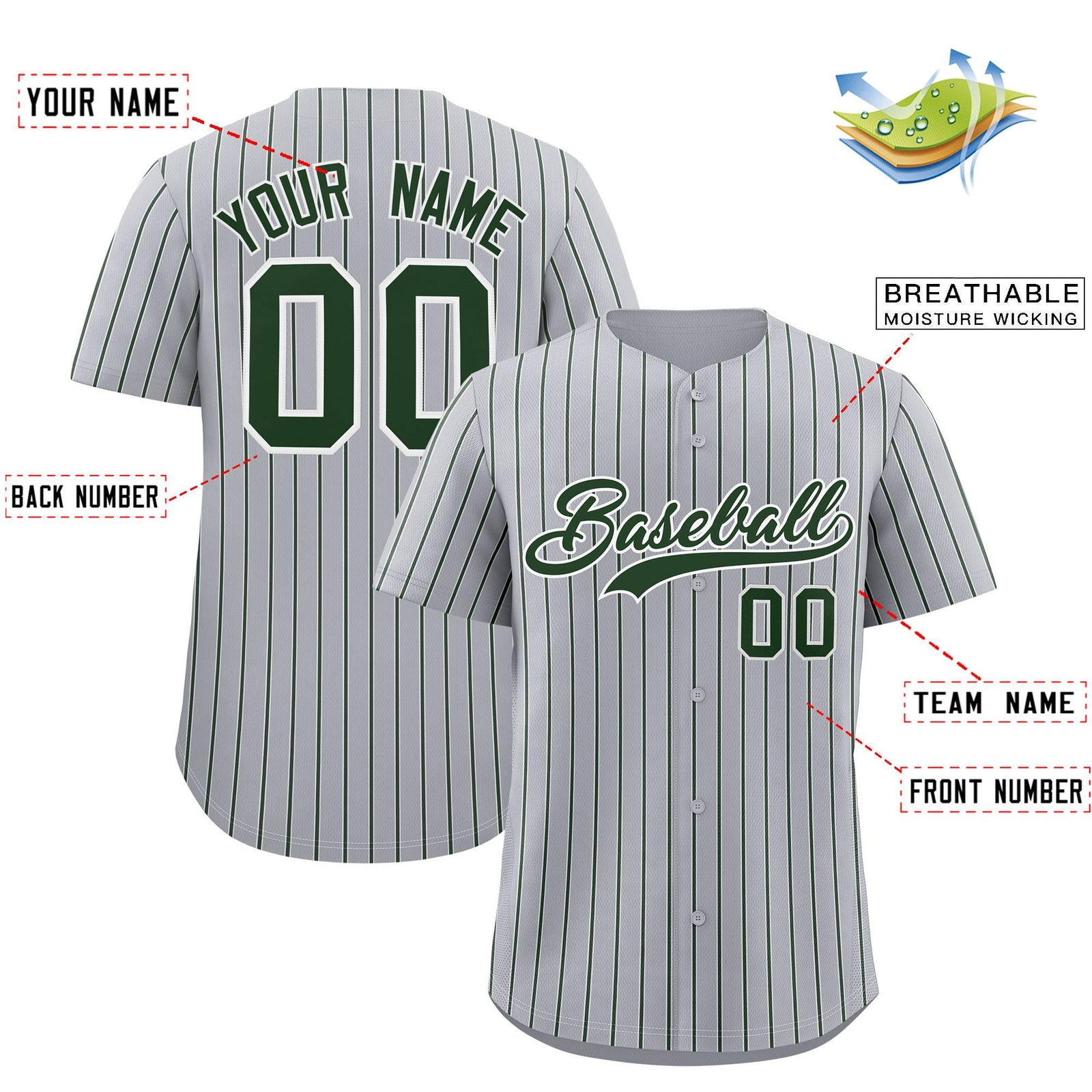 Custom Gray White Tricolor Stripe Fashion Authentic Baseball Jersey