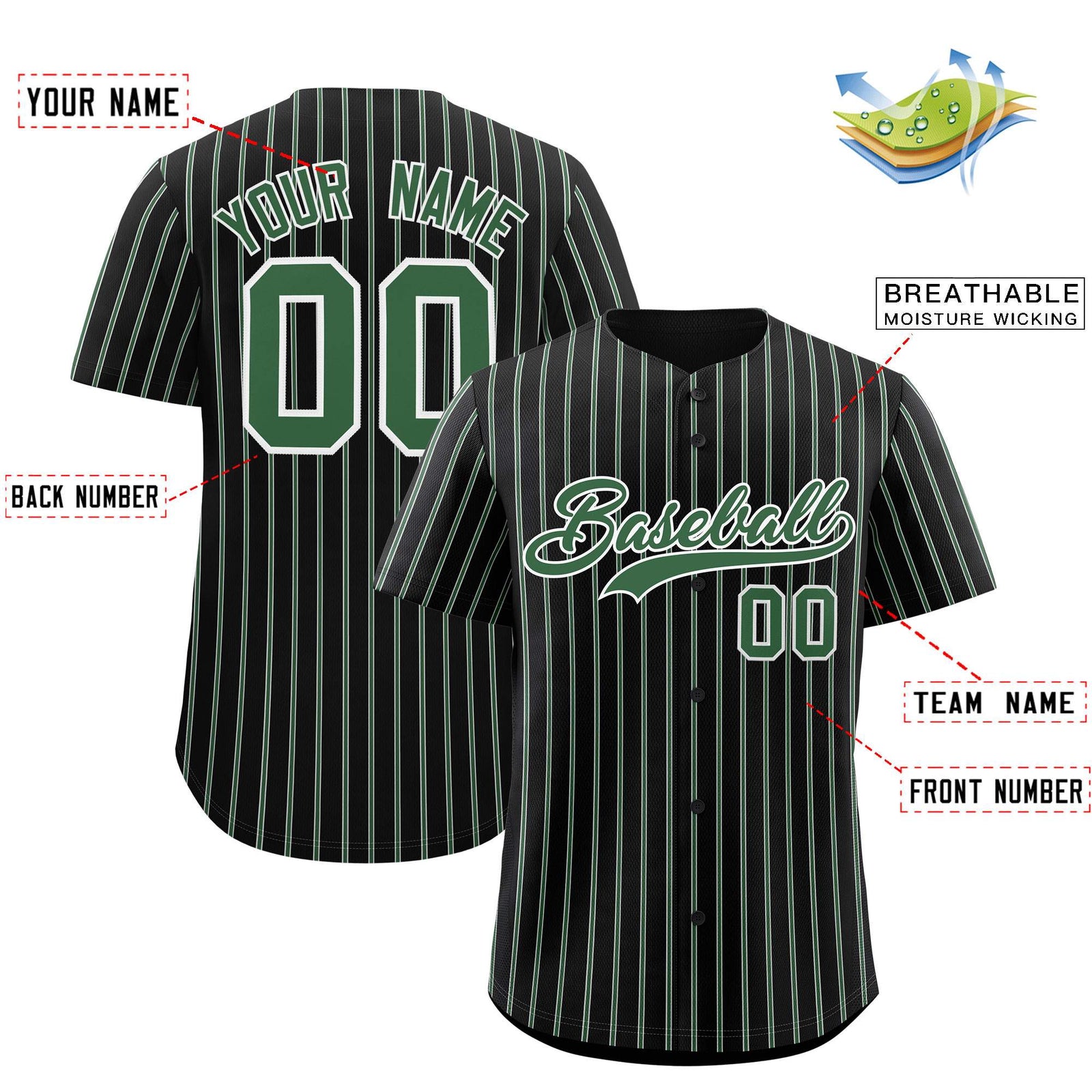Custom Black White Tricolor Stripe Fashion Authentic Baseball Jersey