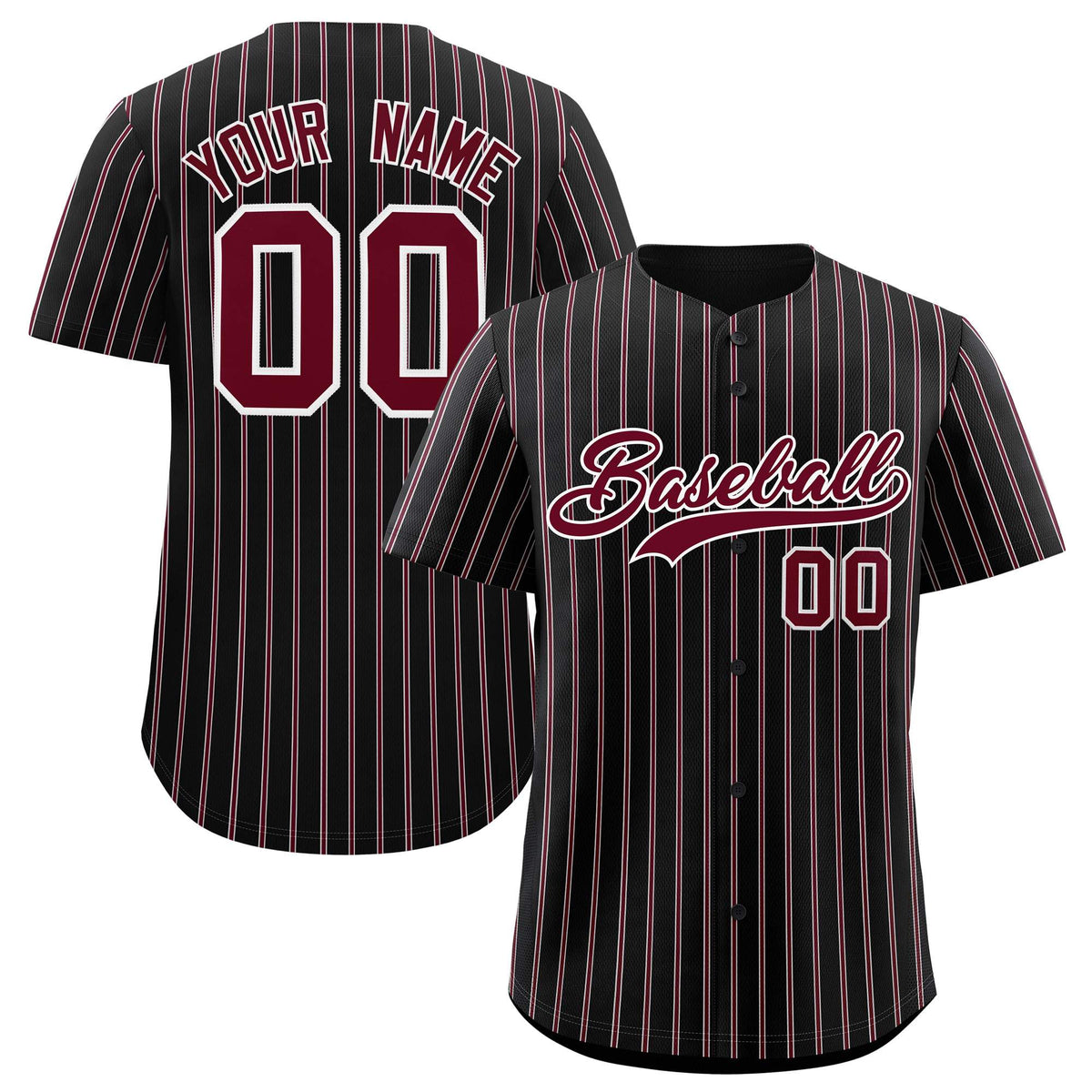 Custom Black White Tricolor Stripe Fashion Authentic Baseball Jersey