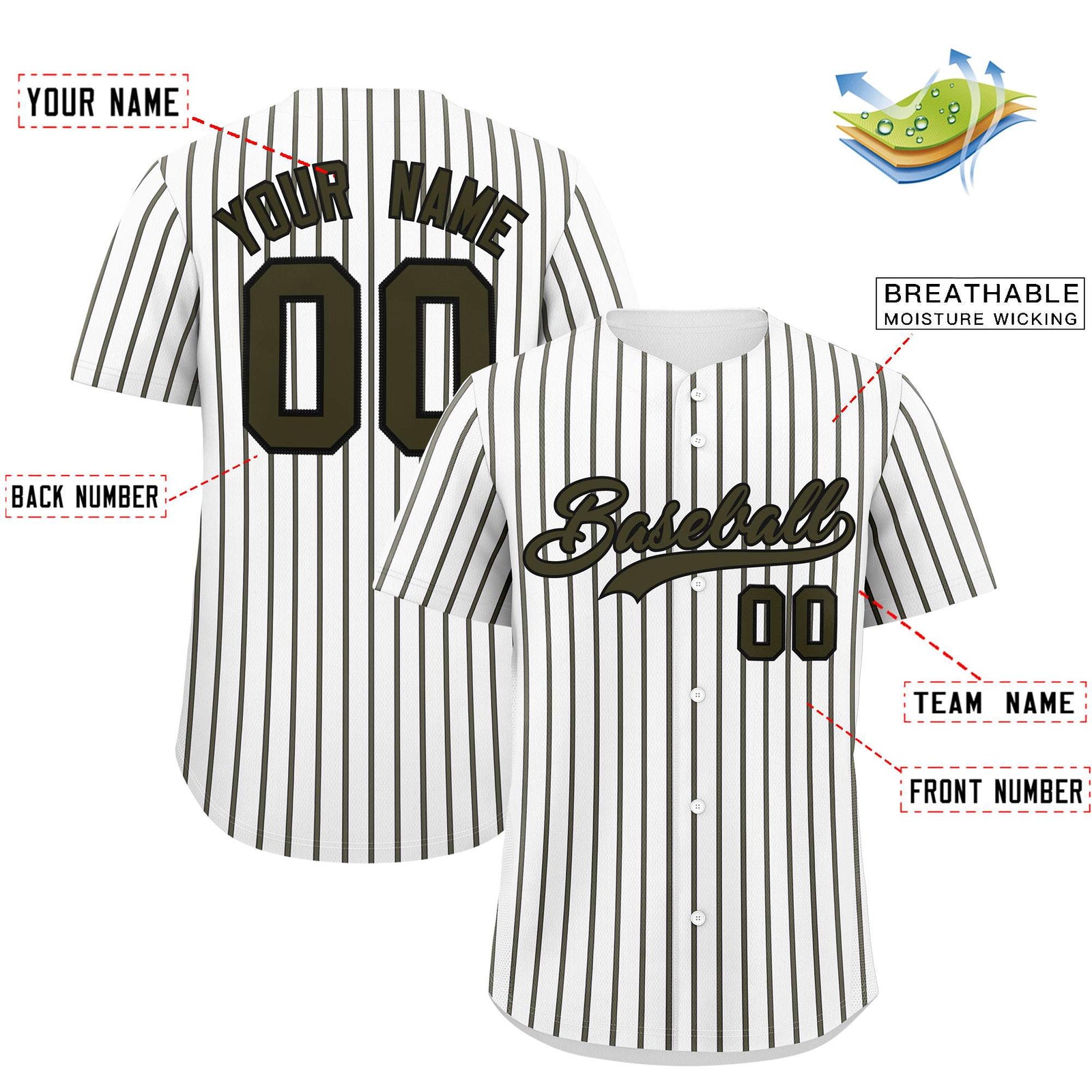 Custom White Black Tricolor Stripe Fashion Authentic Baseball Jersey