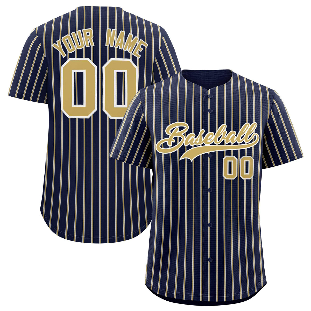 Custom Navy White Tricolor Stripe Fashion Authentic Baseball Jersey