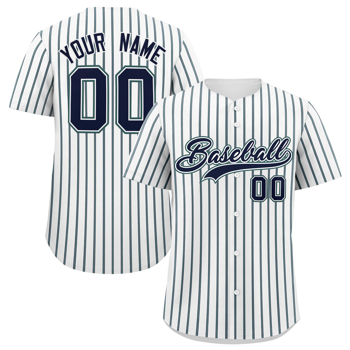 Custom White Navy Tricolor Stripe Fashion Authentic Baseball Jersey