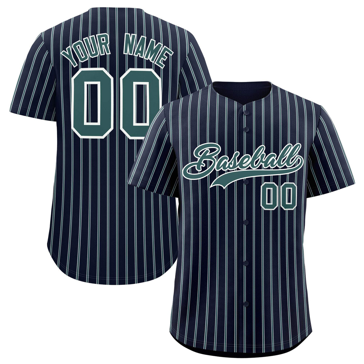 Custom Navy White Tricolor Stripe Fashion Authentic Baseball Jersey