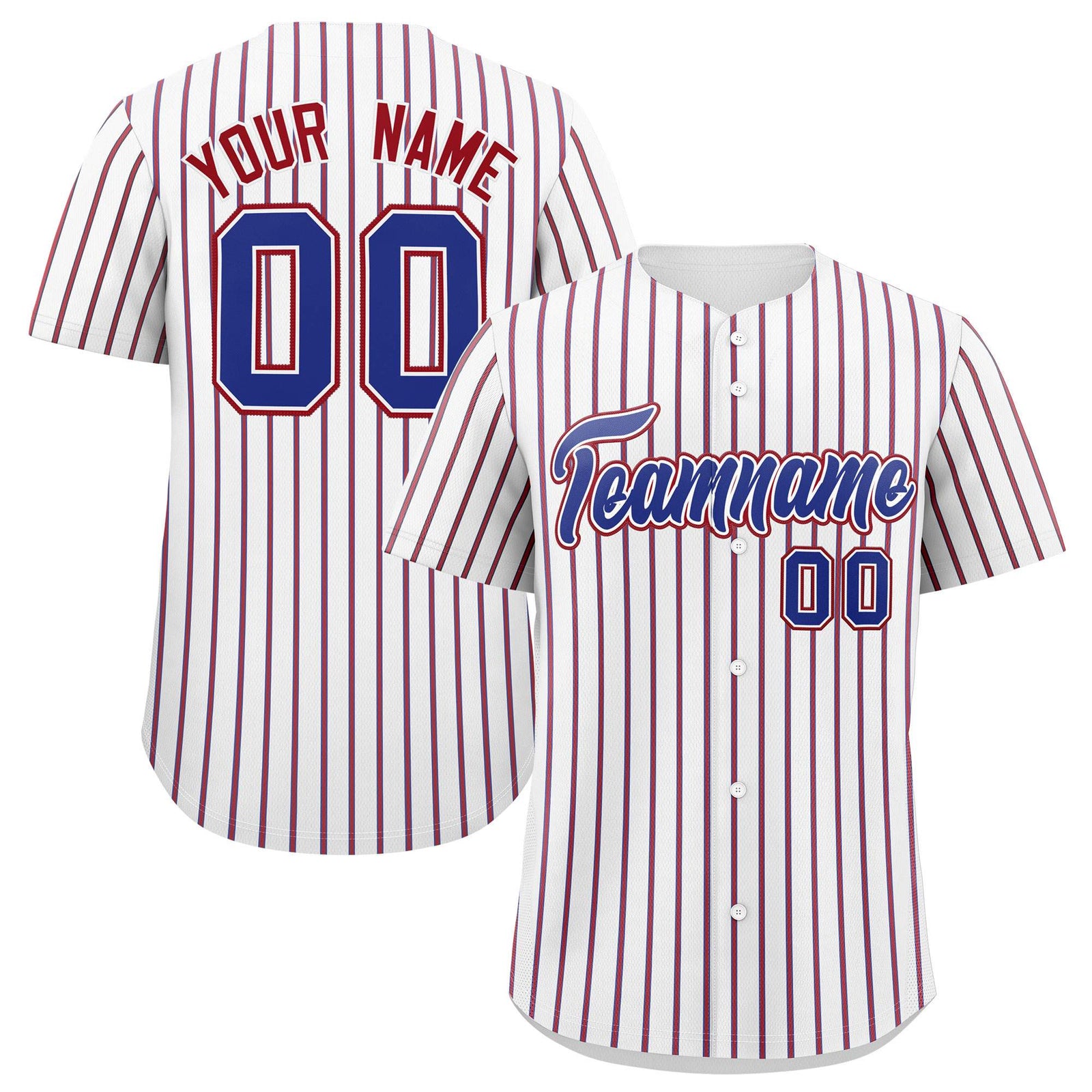 Custom White Royal Tricolor Stripe Fashion Authentic Baseball Jersey