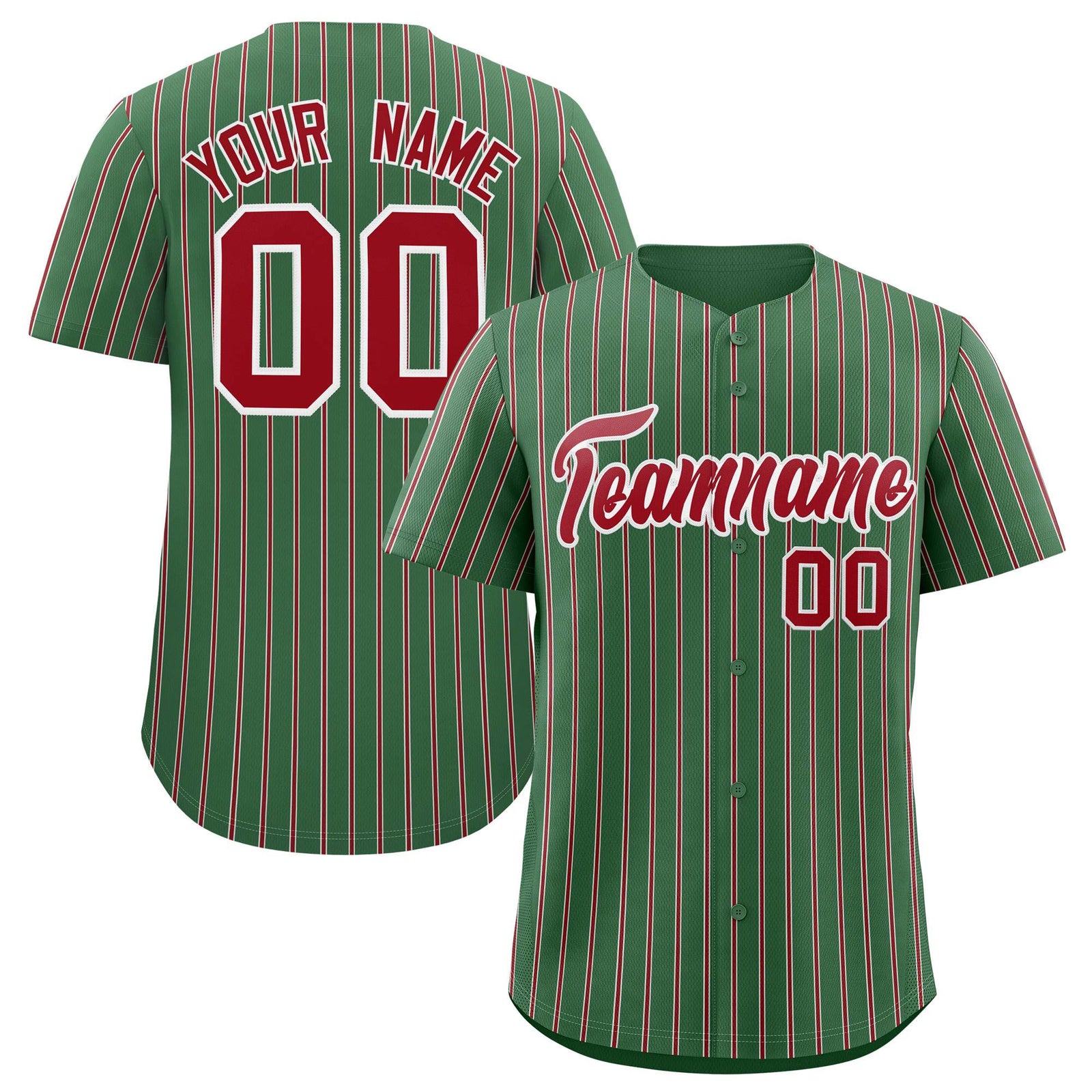 Custom Kelly Green White Tricolor Stripe Fashion Authentic Baseball Jersey