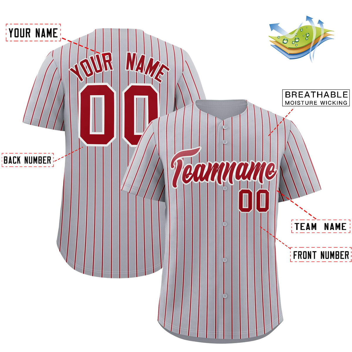 Custom Gray White Tricolor Stripe Fashion Authentic Baseball Jersey