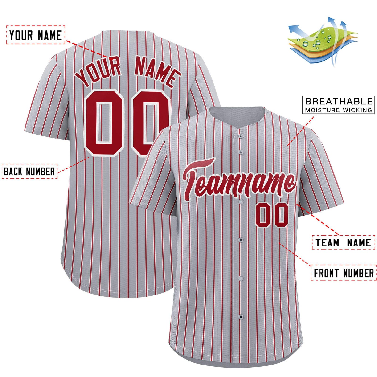 Custom Gray White Tricolor Stripe Fashion Authentic Baseball Jersey