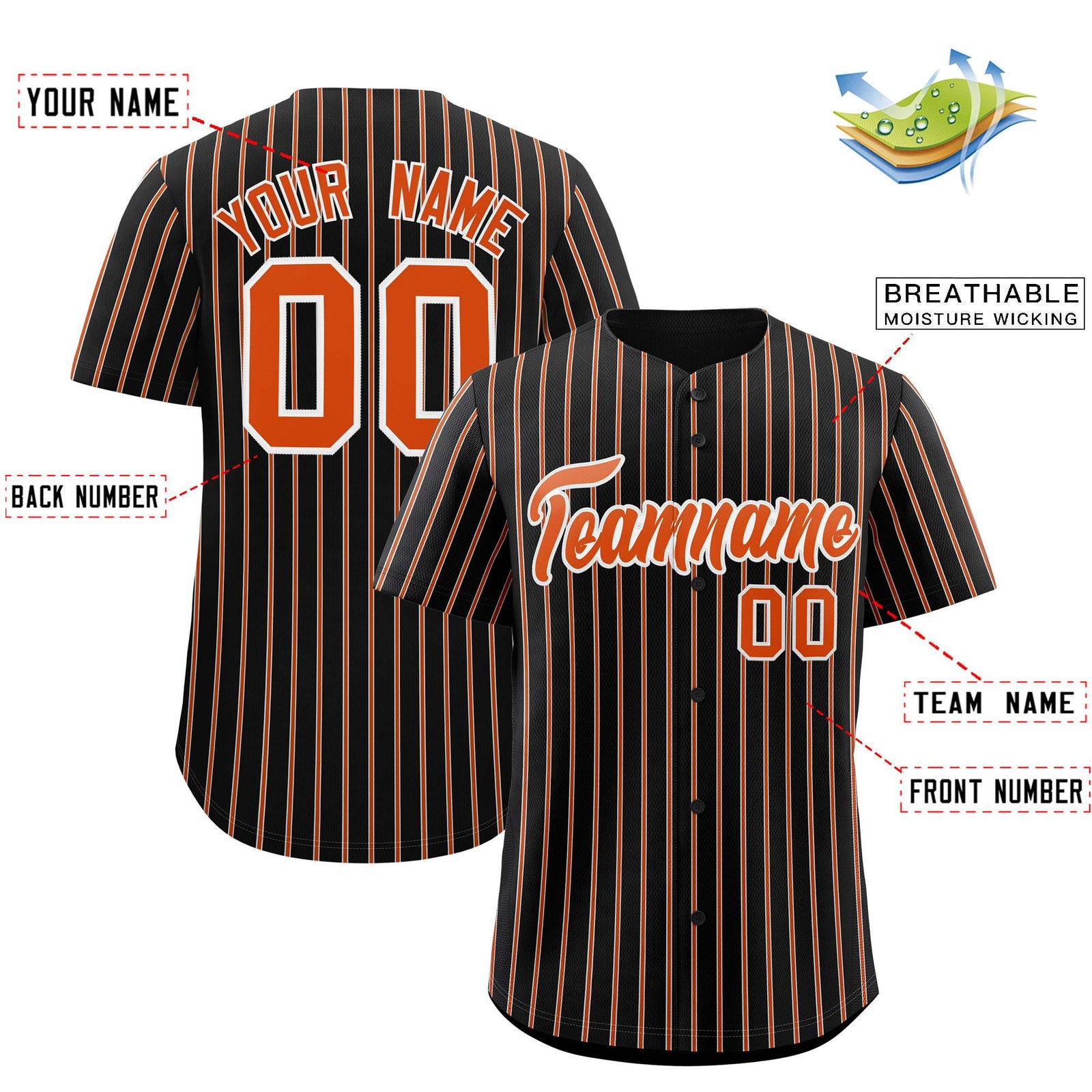 Custom Black White Tricolor Stripe Fashion Authentic Baseball Jersey