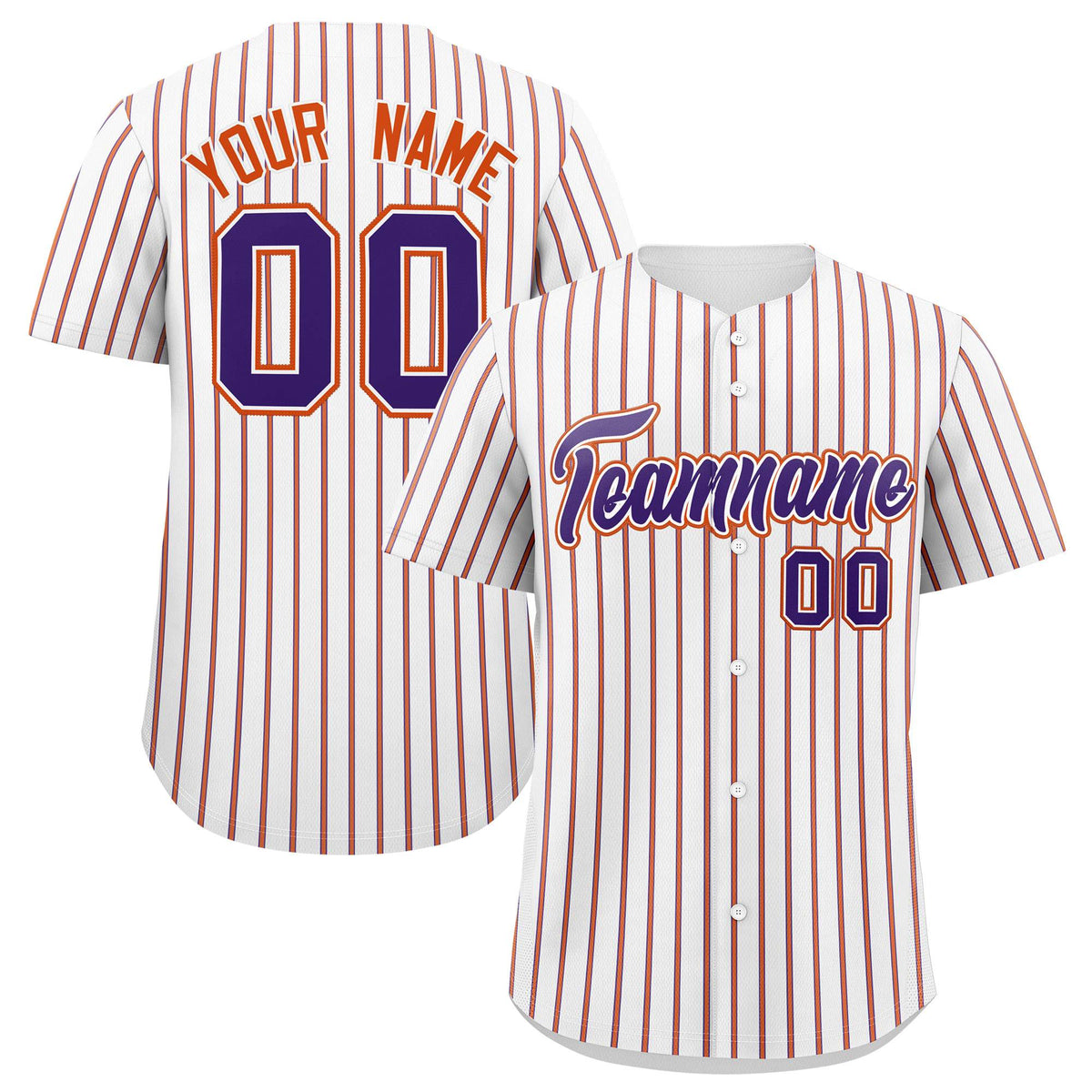 Custom White Purple Tricolor Stripe Fashion Authentic Baseball Jersey