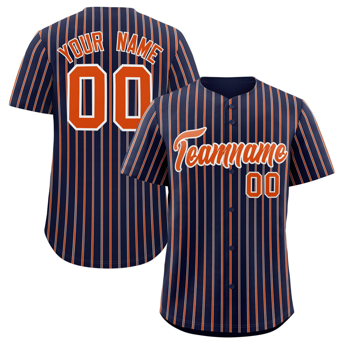Custom Navy White Tricolor Stripe Fashion Authentic Baseball Jersey