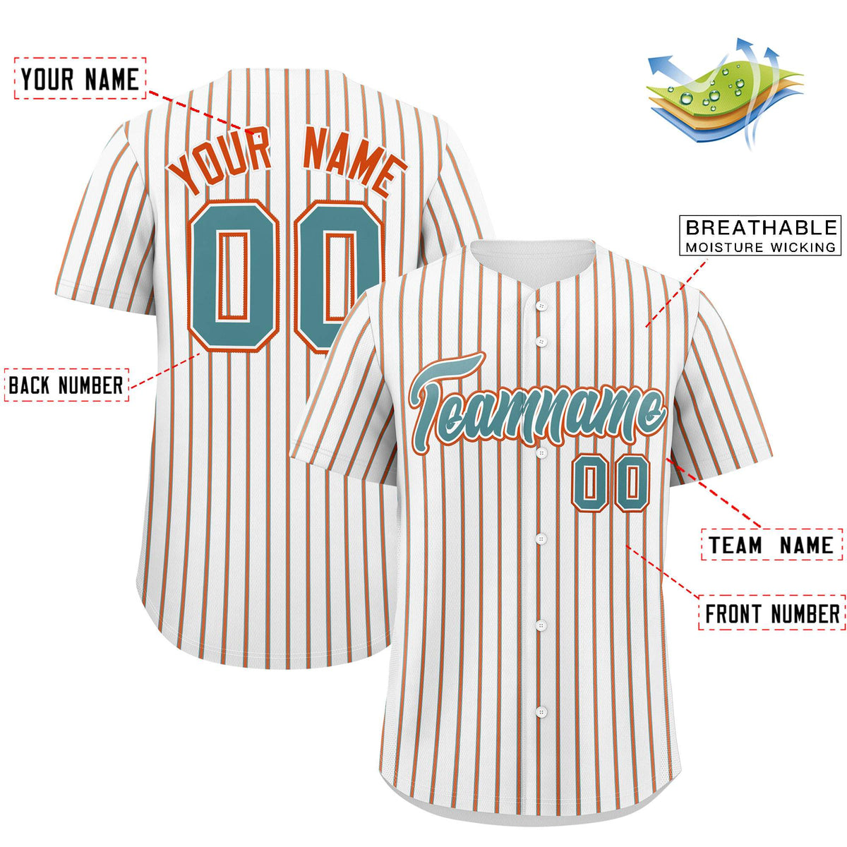 Custom White Aqua Tricolor Stripe Fashion Authentic Baseball Jersey