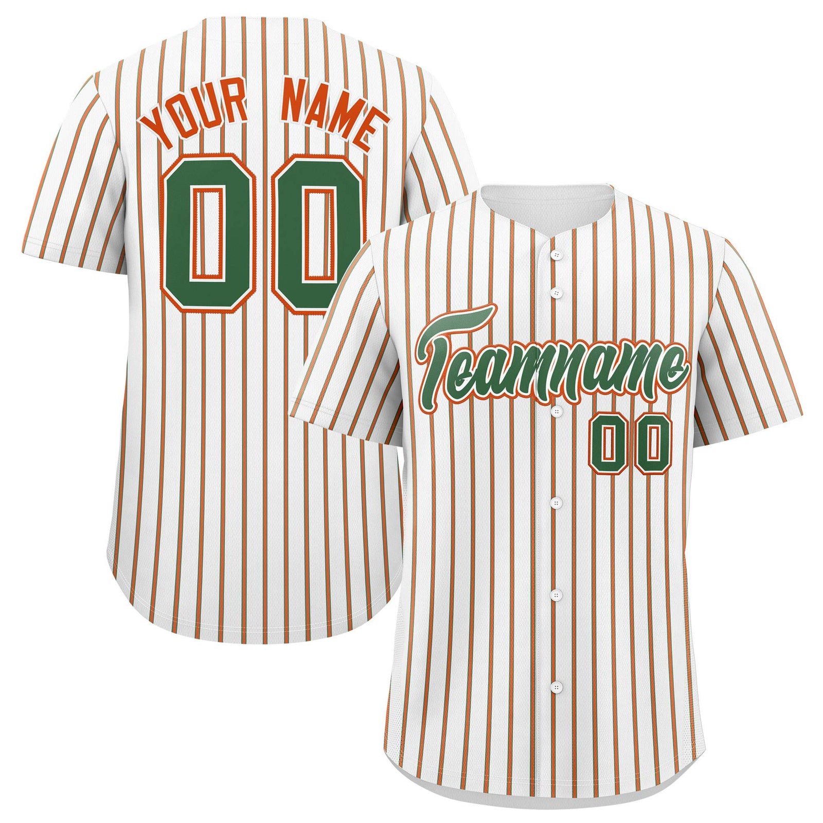 Custom White Kelly Green Tricolor Stripe Fashion Authentic Baseball Jersey