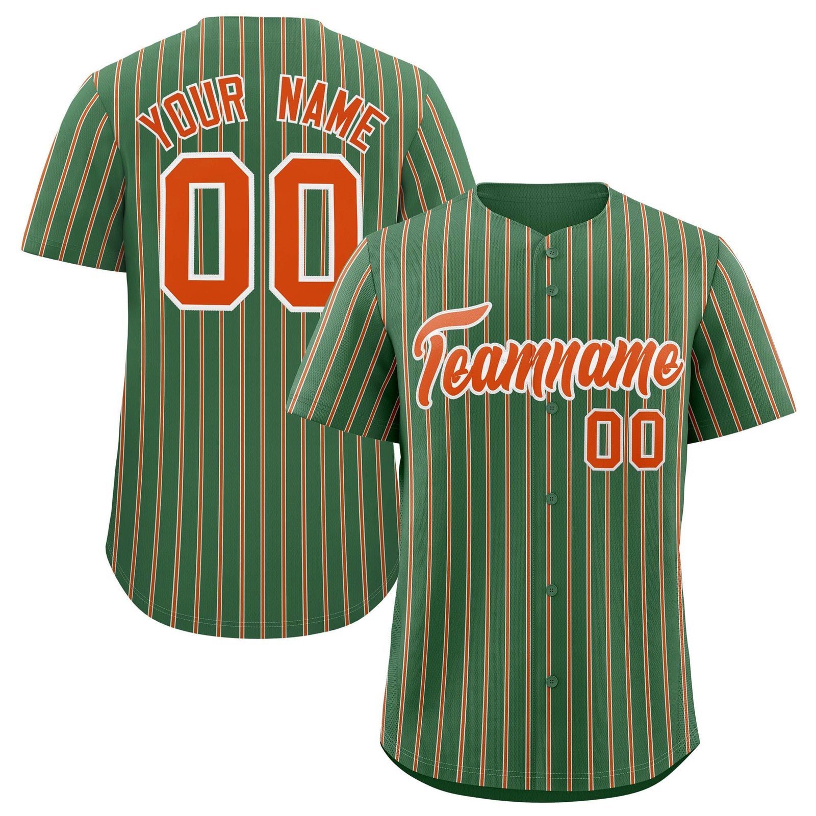 Custom Kelly Green White Tricolor Stripe Fashion Authentic Baseball Jersey