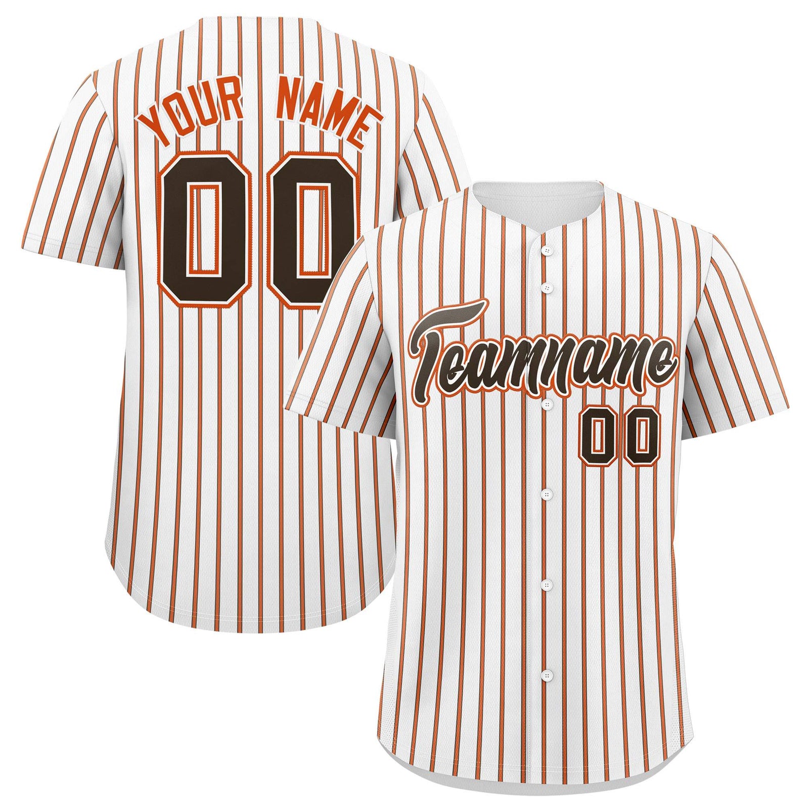 Custom White Brown Tricolor Stripe Fashion Authentic Baseball Jersey